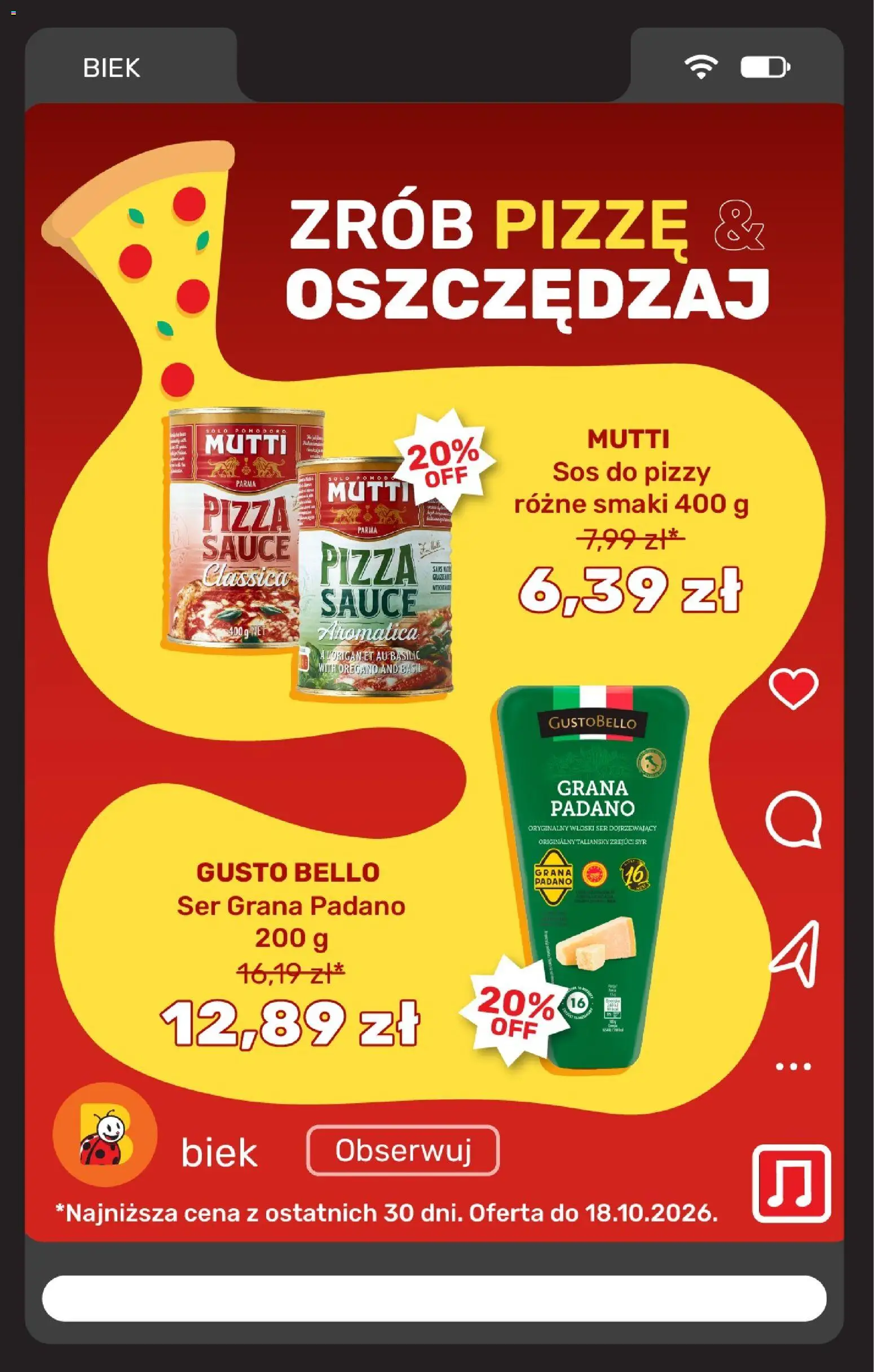 Biedronka Polsko leták - BIEK od 16.10.2026 | Strana: 8 | Produkty: Sýr, Pizza, Grana Padano