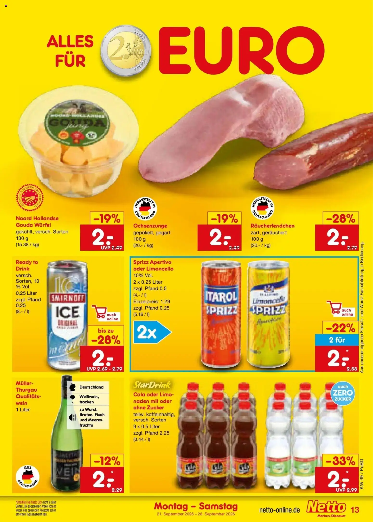 Netto Marken-Discount Prospekt Selb – gültig ab 21.09.2026 | Seite: 21 | Produkte: Gouda, Fisch, Zucker, Limoncello