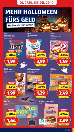 Hofer AT akciós újság - amely érvényes a következő dátumtól: 2026.10.23. | Oldal: 29 | Termékek: Haribo, M&M’s, Pick, Kinder