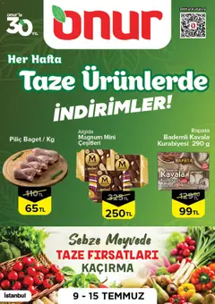 09 Temmuz 2026 tarihinden itibaren geçerli olan Onur Market kataloğu önizlemesi