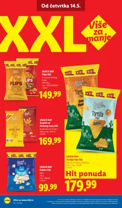 Kokice XXL, Slane 150 g - pregled Lidl kataloga - važi od 14.05.2026 | Strana: 56 | Proizvode: Čips, Tortilja, Tortilja čips, Popcorn