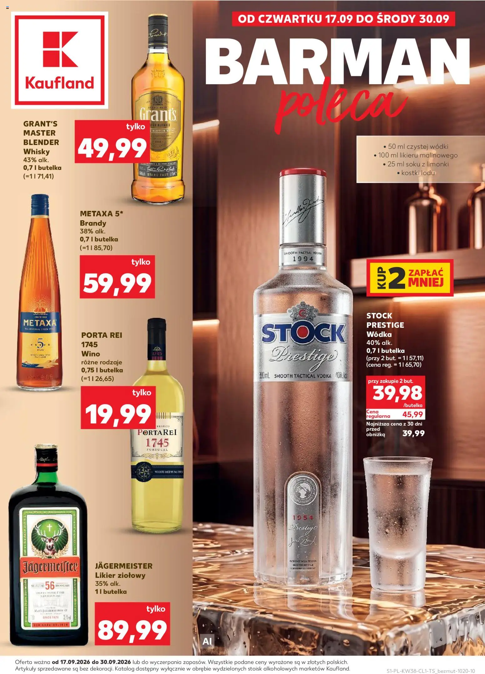Kaufland Polsko leták - Barek od 17.09.2026 | Strana: 1 | Produkty: Metaxa 5*, Whisky, Brandy, Metaxa