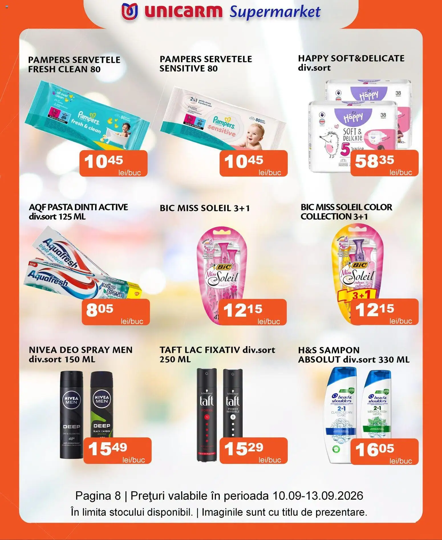 Noul catalog Unicarm – valabil de la 10.09.2026 | Pagină: 8 | Produse: Nivea, Active, Absolut, Power