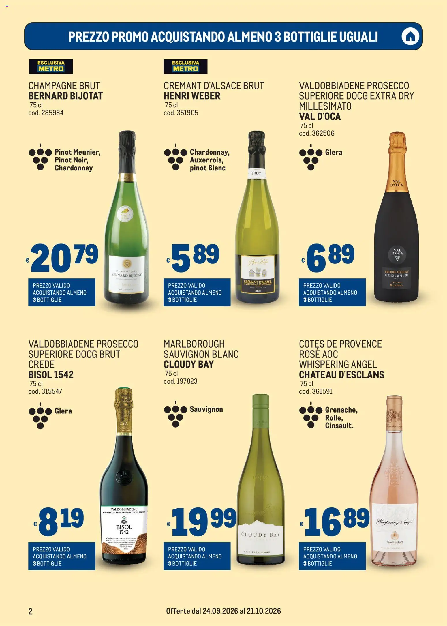 Volantino Metro del 24/09/2026 | Pagina: 2 | Prodotti: Prosecco, Champagne