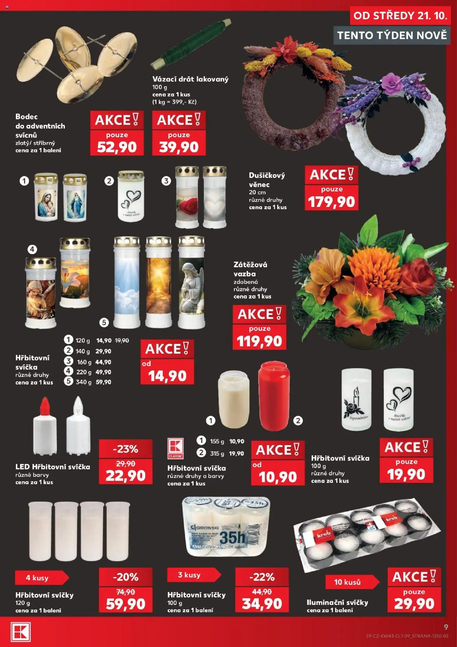 Kaufland leták od 21.10.2026 | Strana: 9 | Produkty: Svíčka, Svíčky, Barvy, LED