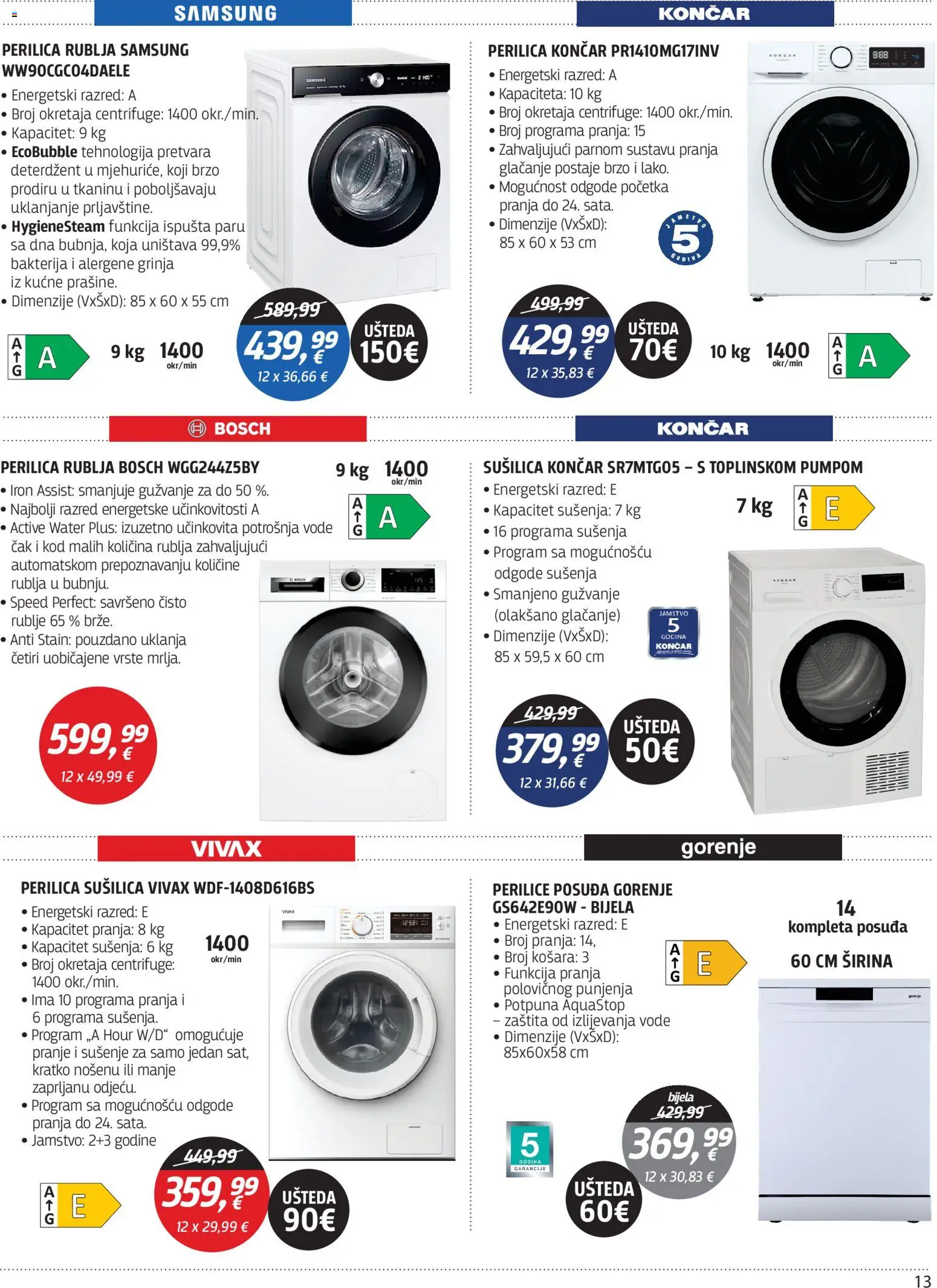 Centar Tehnike katalog | vrijedi od 20.07.2026 | Stranica: 13 | Proizvodi: Košara, Perilica rublja, Deterdžent, Sušilica