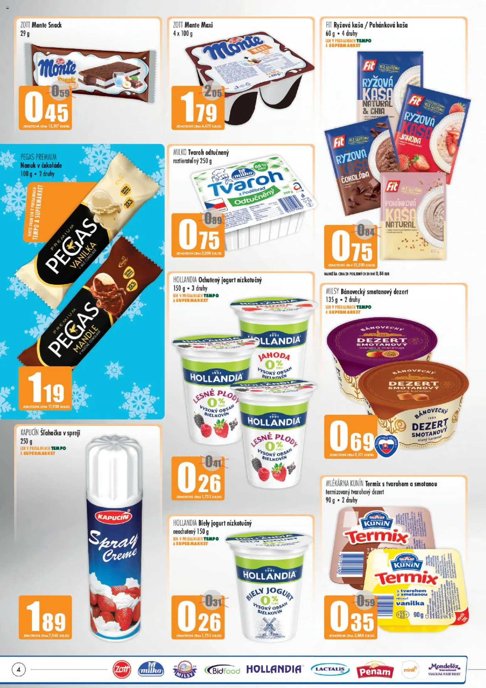Nové COOP Jednota akcie – leták je platný od 03.09.2026 | Strana: 4 | Produkty: Termix, Šľahačka v spreji, Tvaroh, Kaša