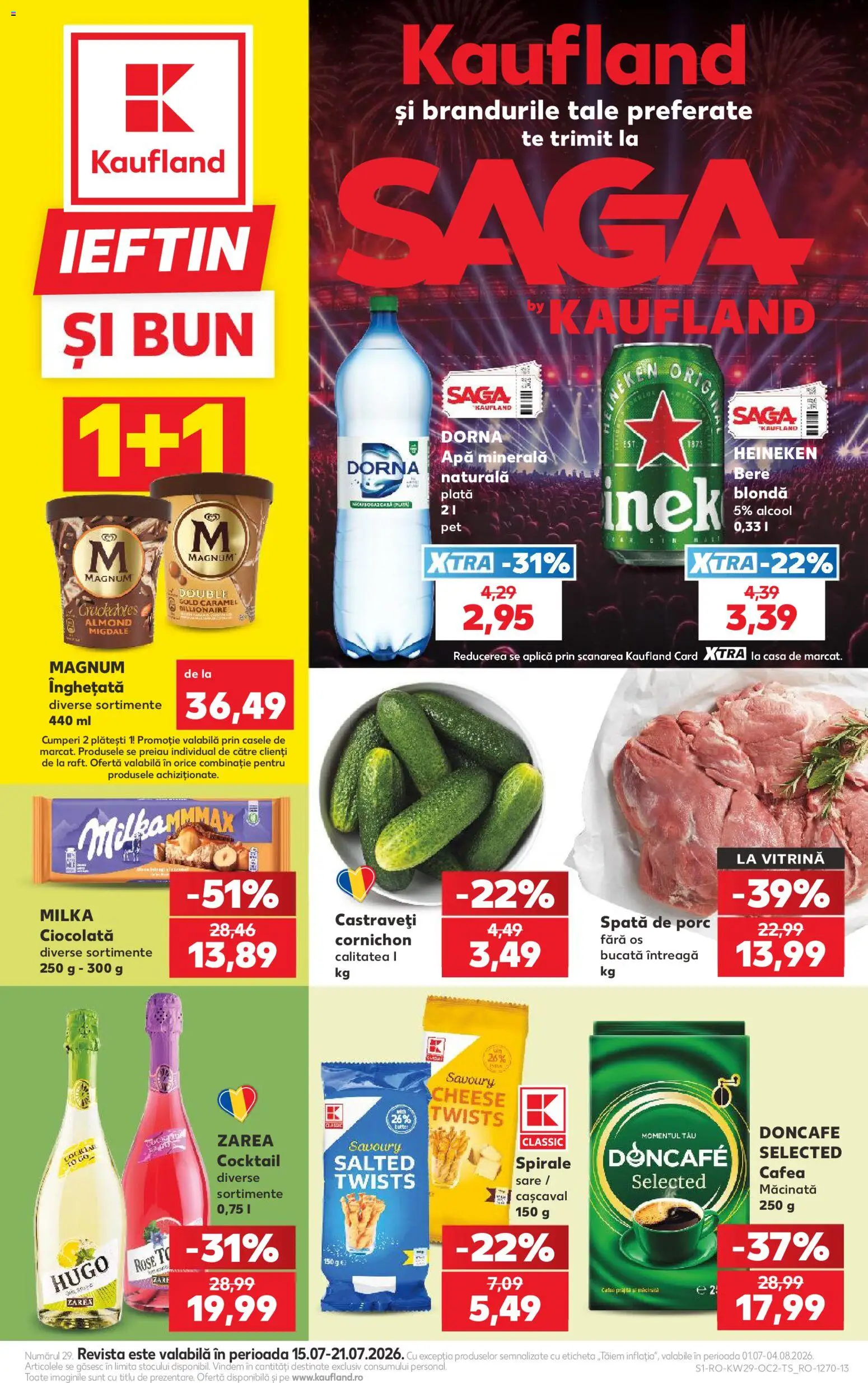 Noul catalog Kaufland – valabil de la 15.07.2026 | Pagină: 1 | Produse: Apa minerala, Migdale, Sare, Hugo