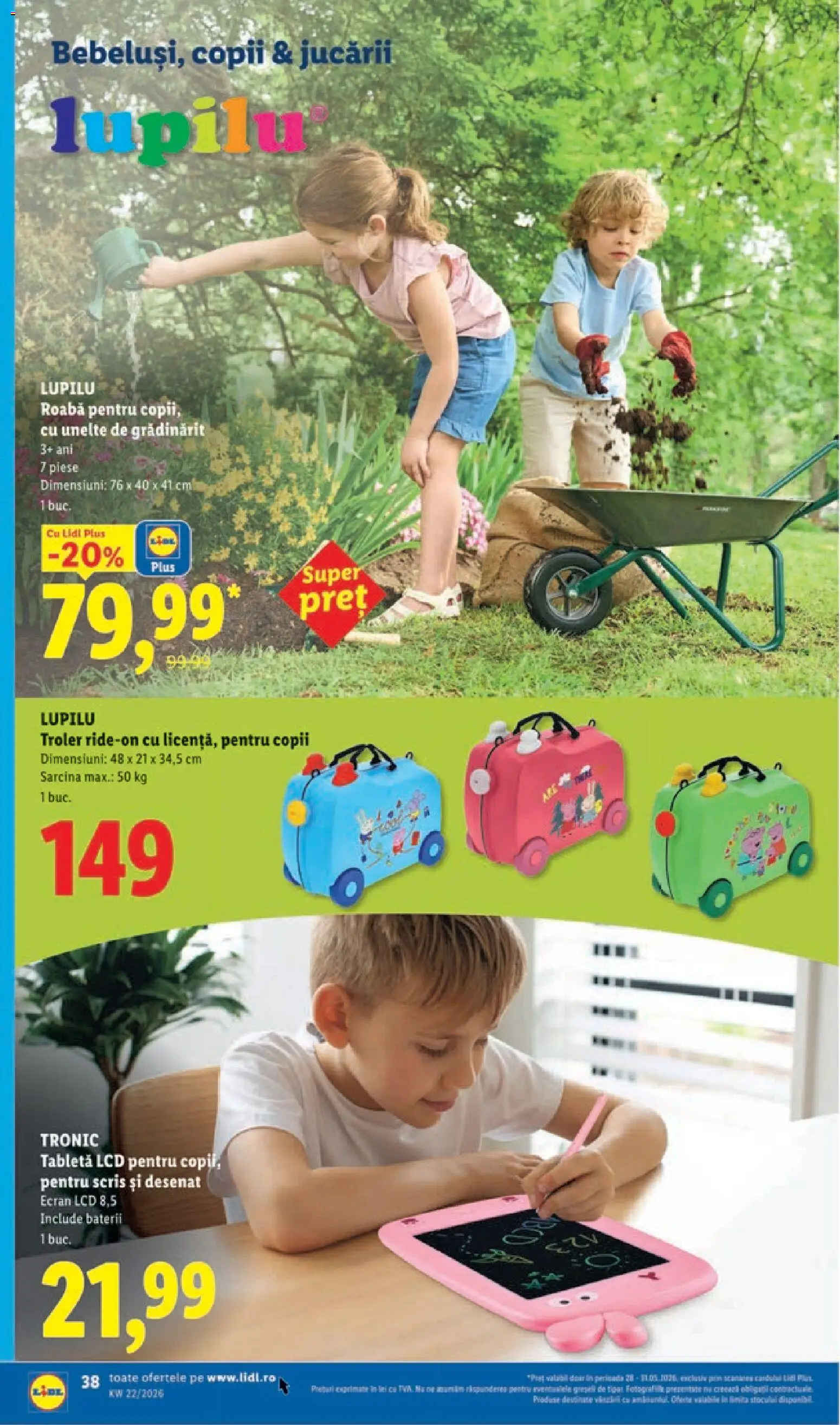 Noul catalog Lidl – valabil de la 25.05.2026 | Pagină: 38 | Produse: Tabletă, Baterii, Roabă
