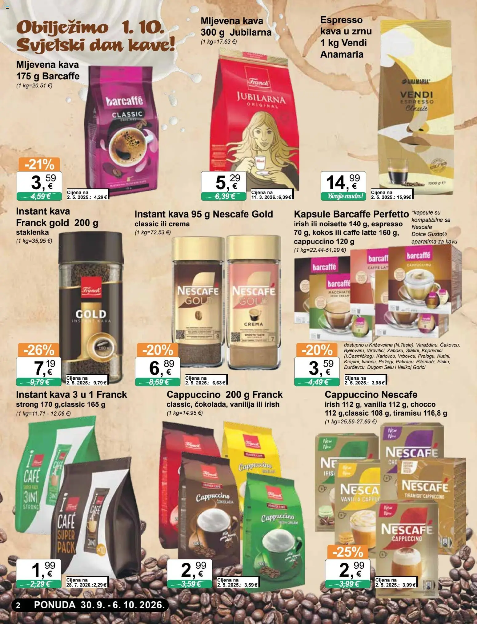 KTC katalog | vrijedi od 30.09.2026 | Stranica: 2 | Proizvodi: Espresso, Instant kava, Barcaffe, Tiramisu