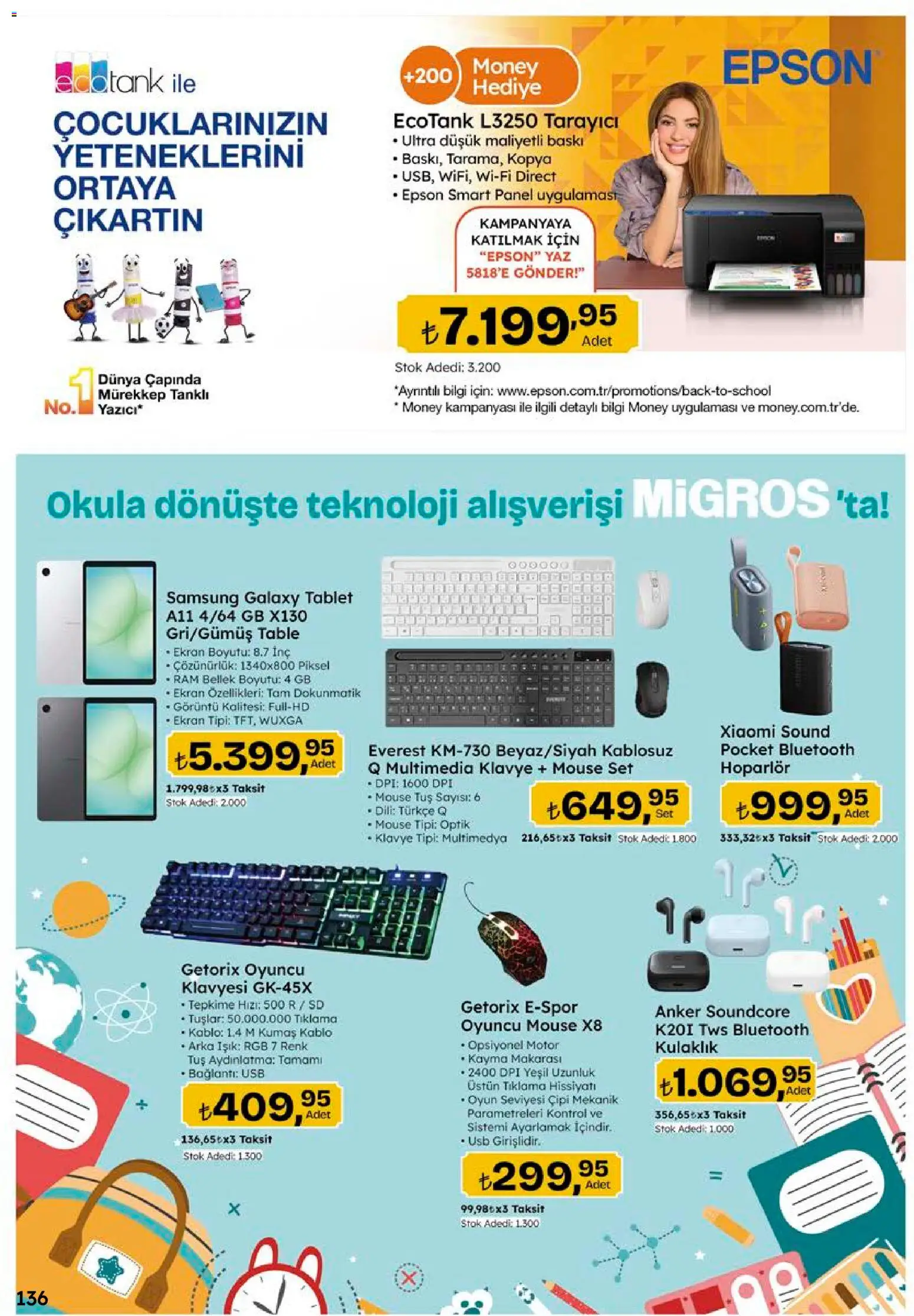Migros Katalog - 5M Migroskop Dijital - 10 Eylül 2026 tarihinden itibaren geçerlidir | Sayfa: 136 | Ürünler: Klavye, Oyuncu, Kulaklık, USB