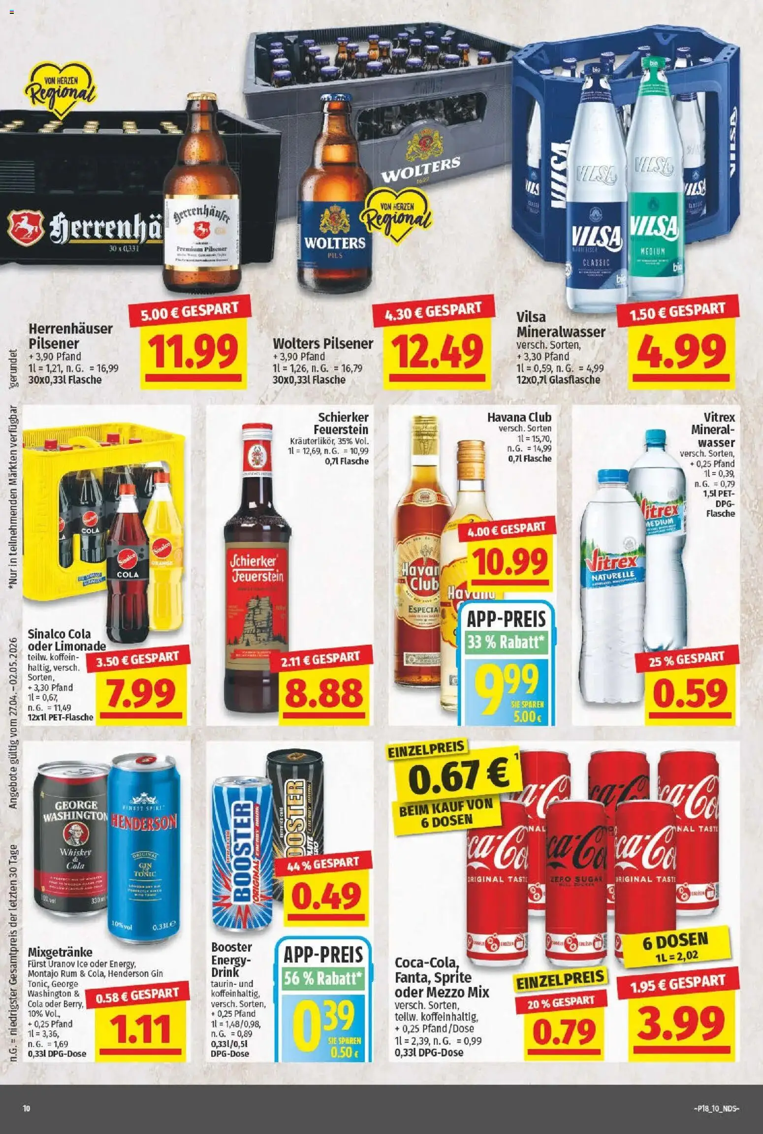 Angebote - Wochenangebote (ab 03.05.2026) zum Blättern | Seite: 10 | Produkte: Mezzo mix, Rum, Mineralwasser, Whiskey