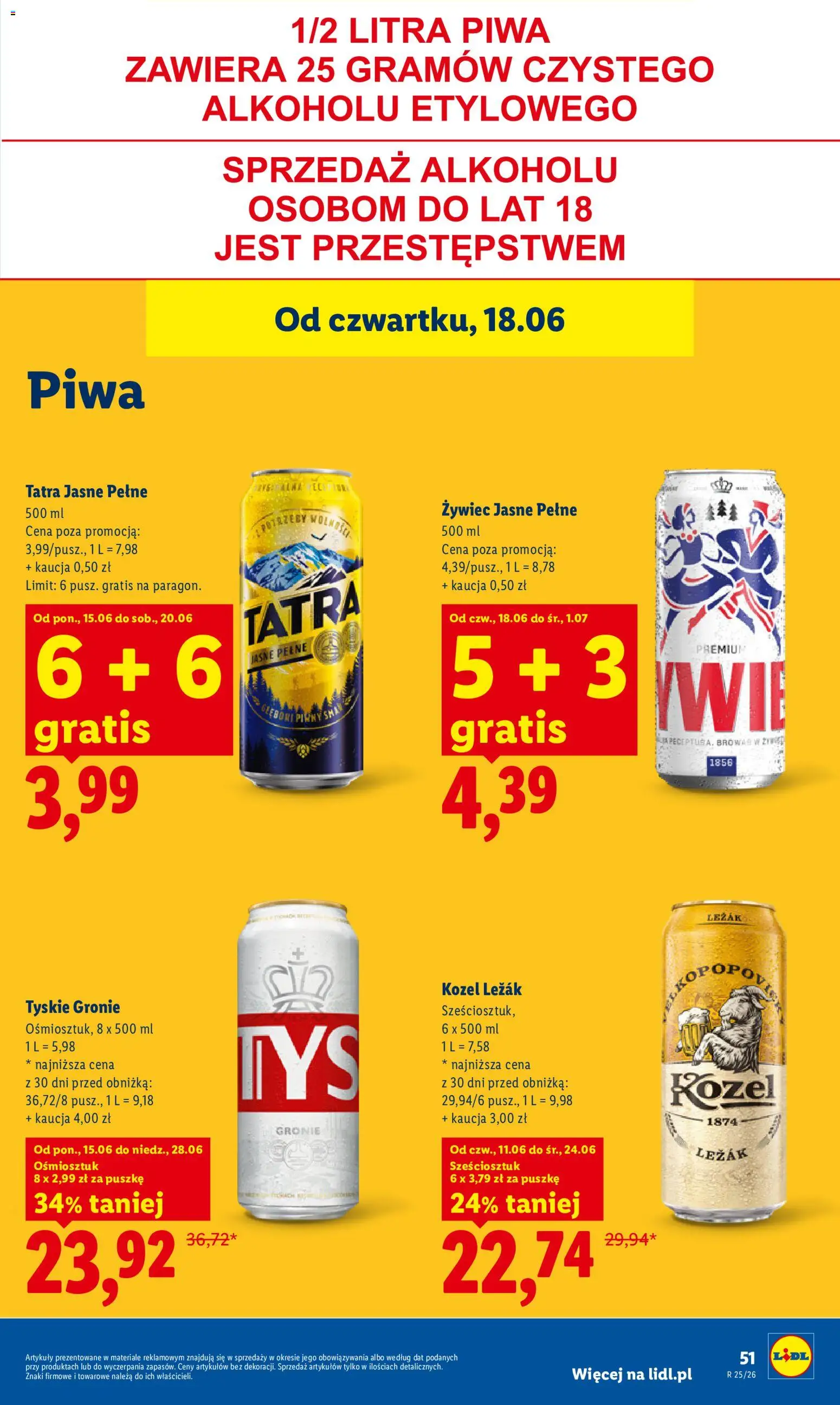 Lidl gazetka od 18.06.2026 | Strona: 61 | Produkty: Leżak, Tyskie