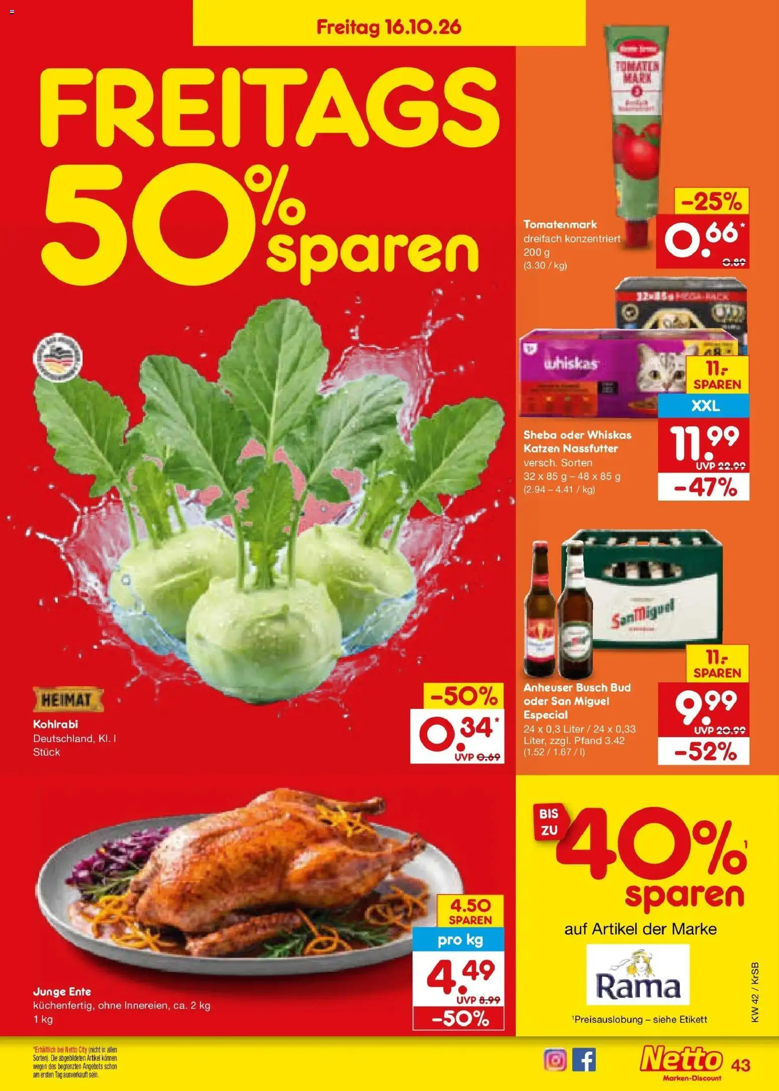 Netto Marken-Discount Prospekt Baesweiler (ab 12.10.2026) » Angebote | Seite: 59 | Produkte: Sheba, Rama, Kohlrabi, Tomaten