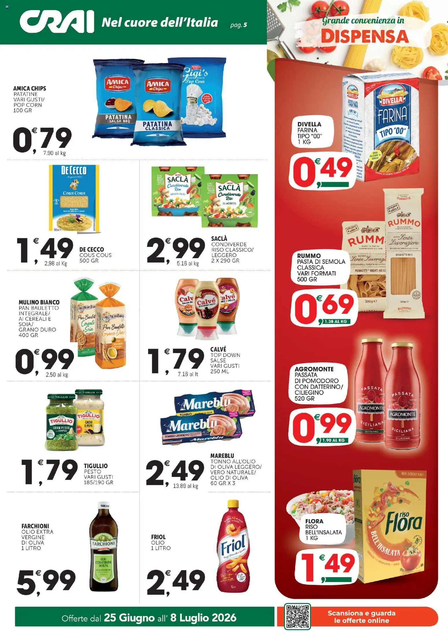 Volantino CRAI del 25/06/2026 | Pagina: 5 | Prodotti: Riso, Patatine, Cous cous, Pop corn