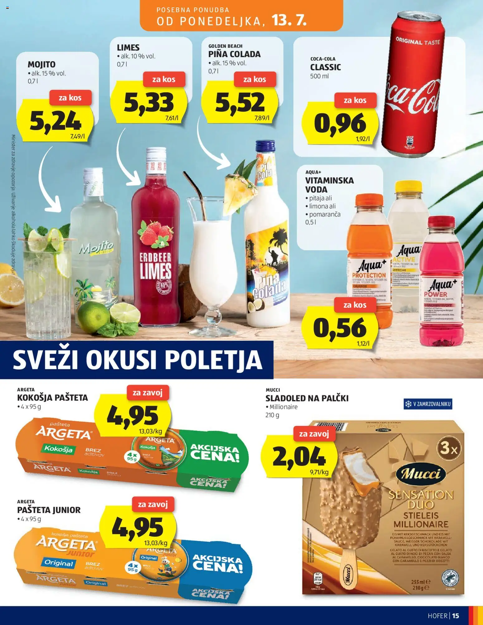 Novi Hofer katalog ponudbe – veljaven od 08.07.2026 | Stran: 15 | Izdelki: Kos, Pitaja, Voda, Limona