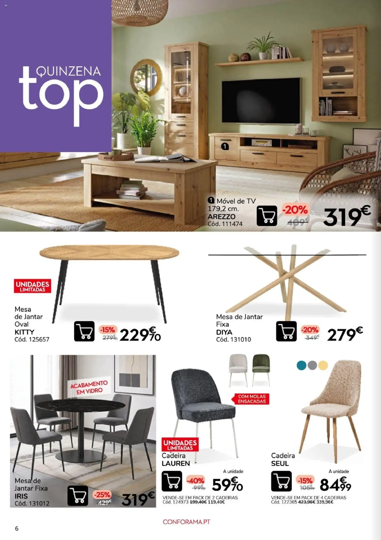Conforama - Quinzena top │ válido de 10/09/2026 | Página: 6 | Produtos: Cadeiras, Mesa, Cadeira, Mesa de jantar