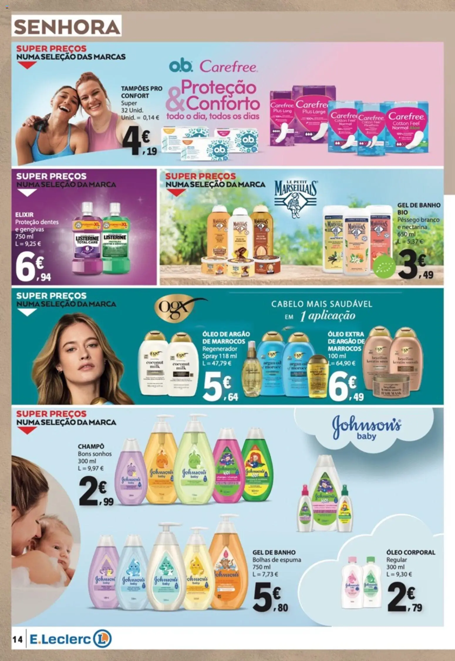 E.Leclerc - Folheto Moda e Beleza Outono-Inverno │ válido de 15/09/2026 | Página: 14 | Produtos: Listerine, Champô, Óleo corporal, Óleo