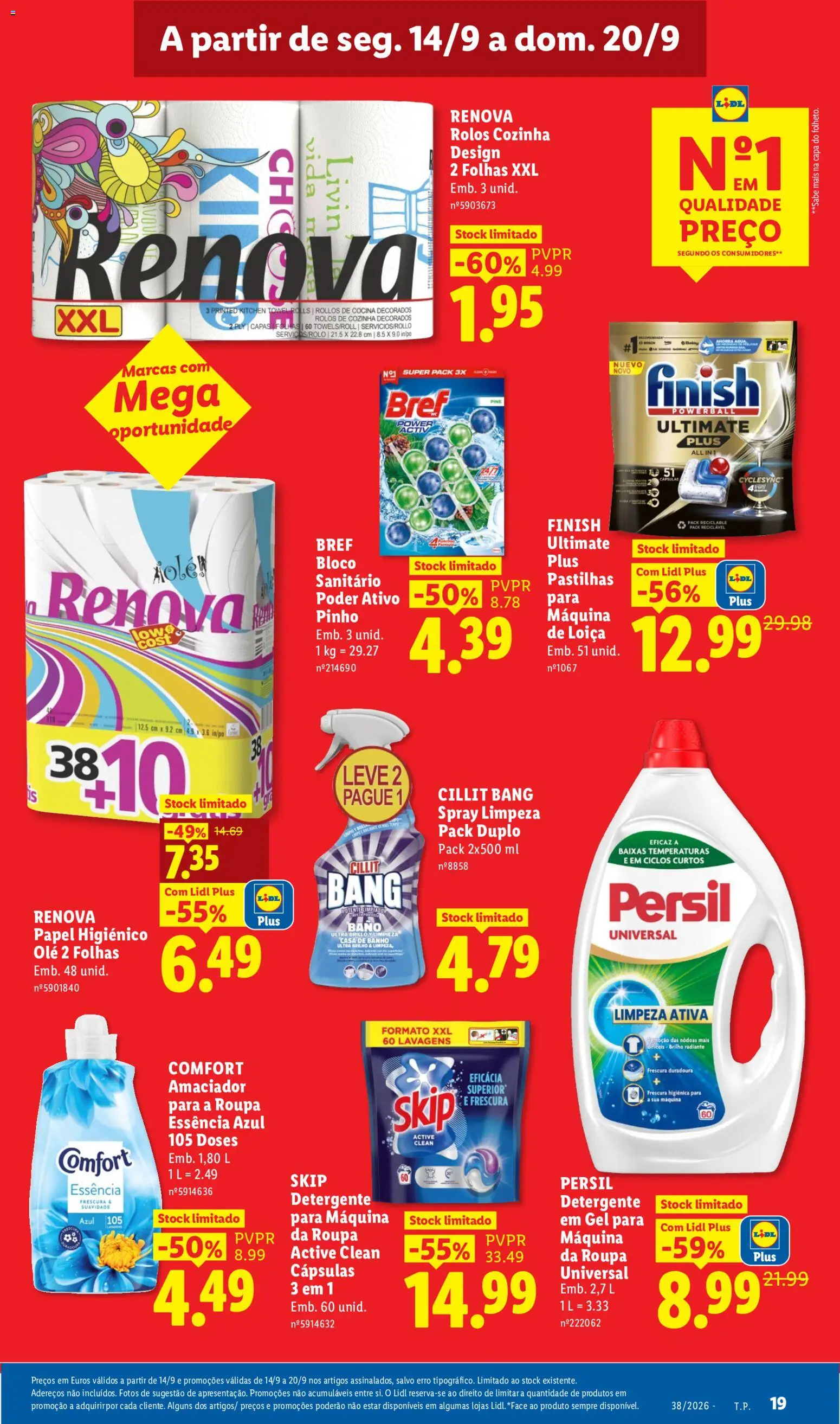 Lidl folheto │ válido de 14/09/2026 | Página: 19 | Produtos: Papel higiénico, Bloco sanitário, Detergente, Cápsulas