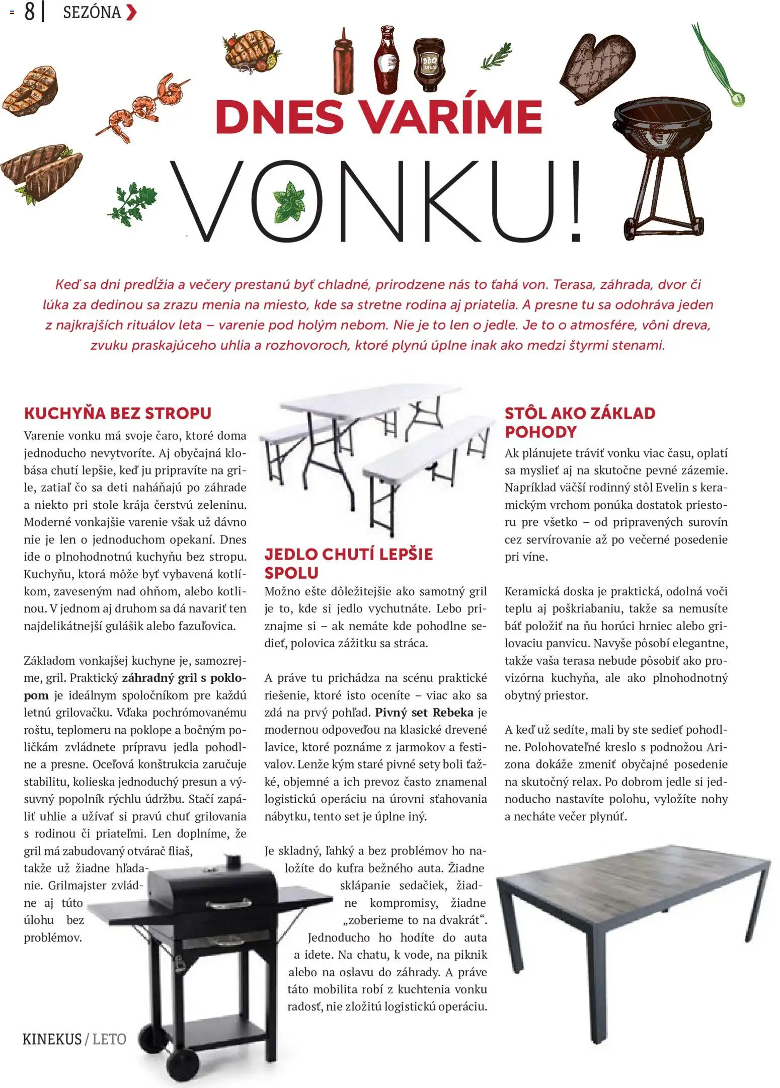Nové Kinekus akcie – leták je platný od 10.06.2026 | Strana: 8 | Produkty: Gril, Kuchyňa, Stôl, Kuchyne