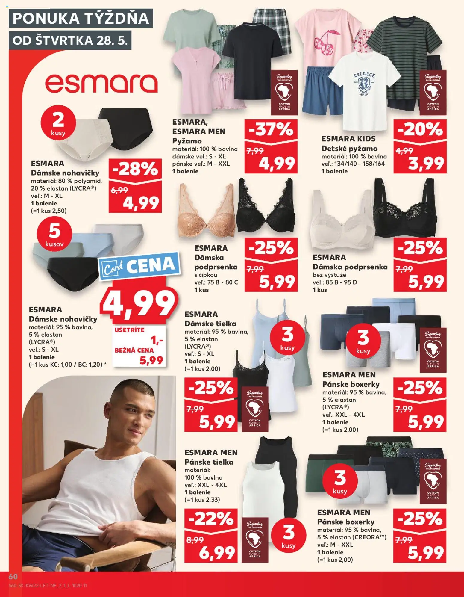 Nové Kaufland akcie – leták je platný od 28.05.2026 | Strana: 60 | Produkty: Nohavičky, Podprsenka, Pyžamo, Boxerky