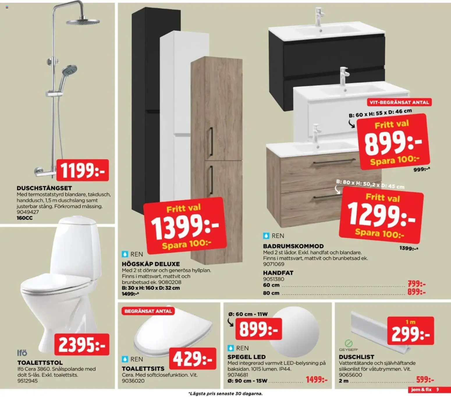Jem & Fix reklamblad aktuell från 19/10/2026 | Sida: 9 | Produkter: Toalettsits, Spegel