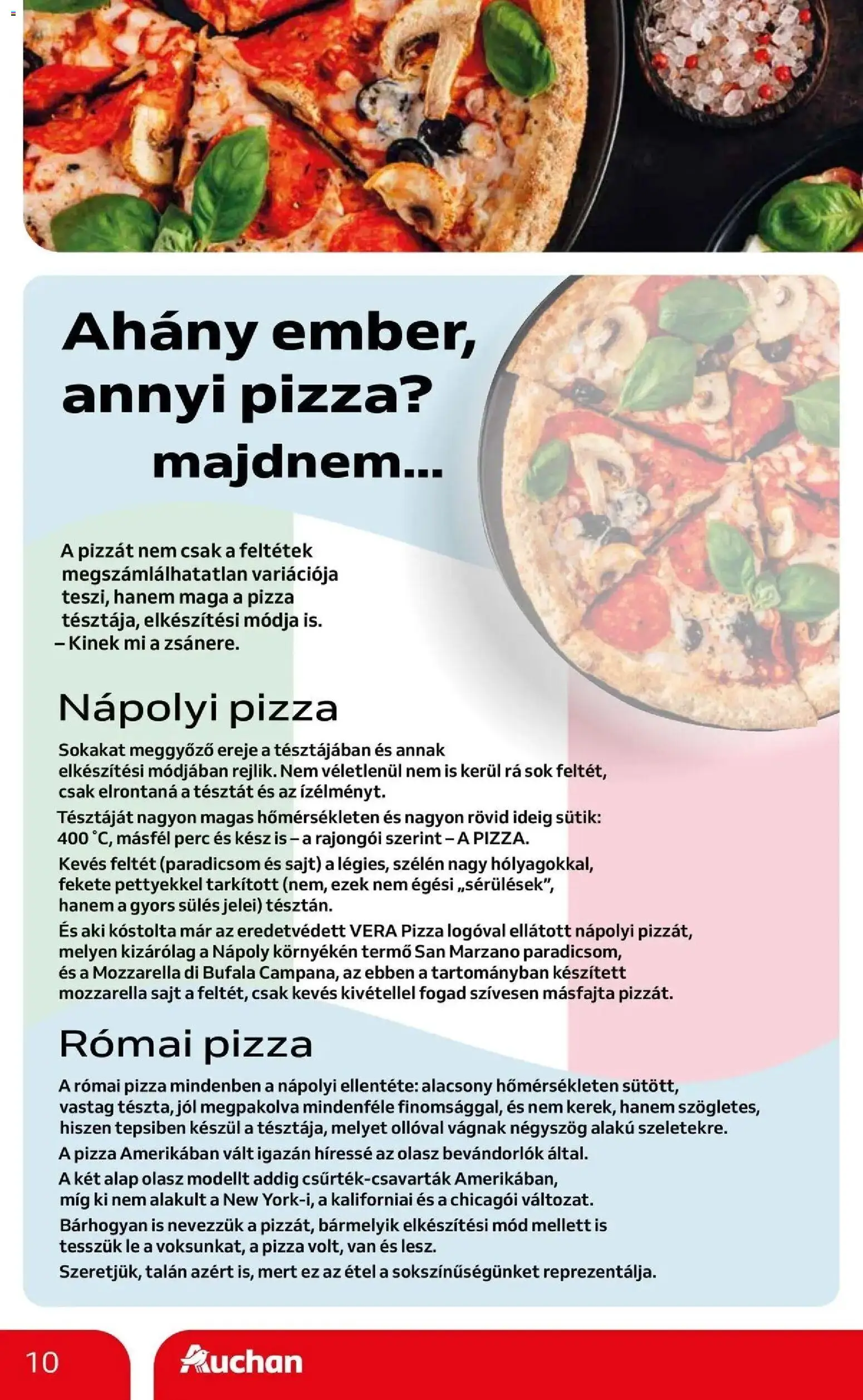 Auchan akciós ujság - amely érvényes a következő dátumtól: 07.05.2026 | Oldal: 10 | Termékek: Mozzarella, Sajt, Pizza, Paradicsom