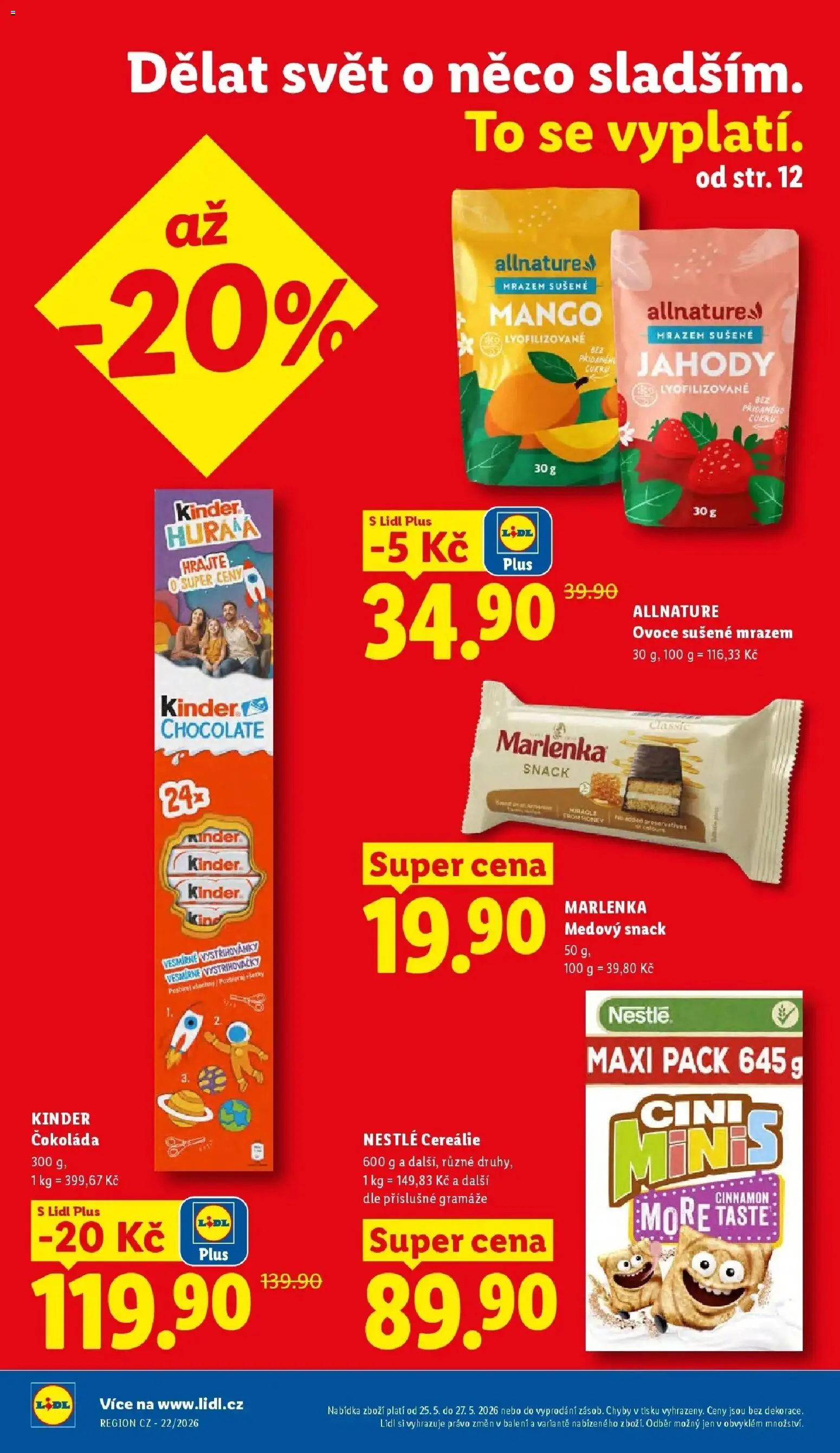 Lidl aktuální leták od 25.05.2026 | Strana: 2 | Produkty: Ovoce, Mango, Cereálie, Kinder