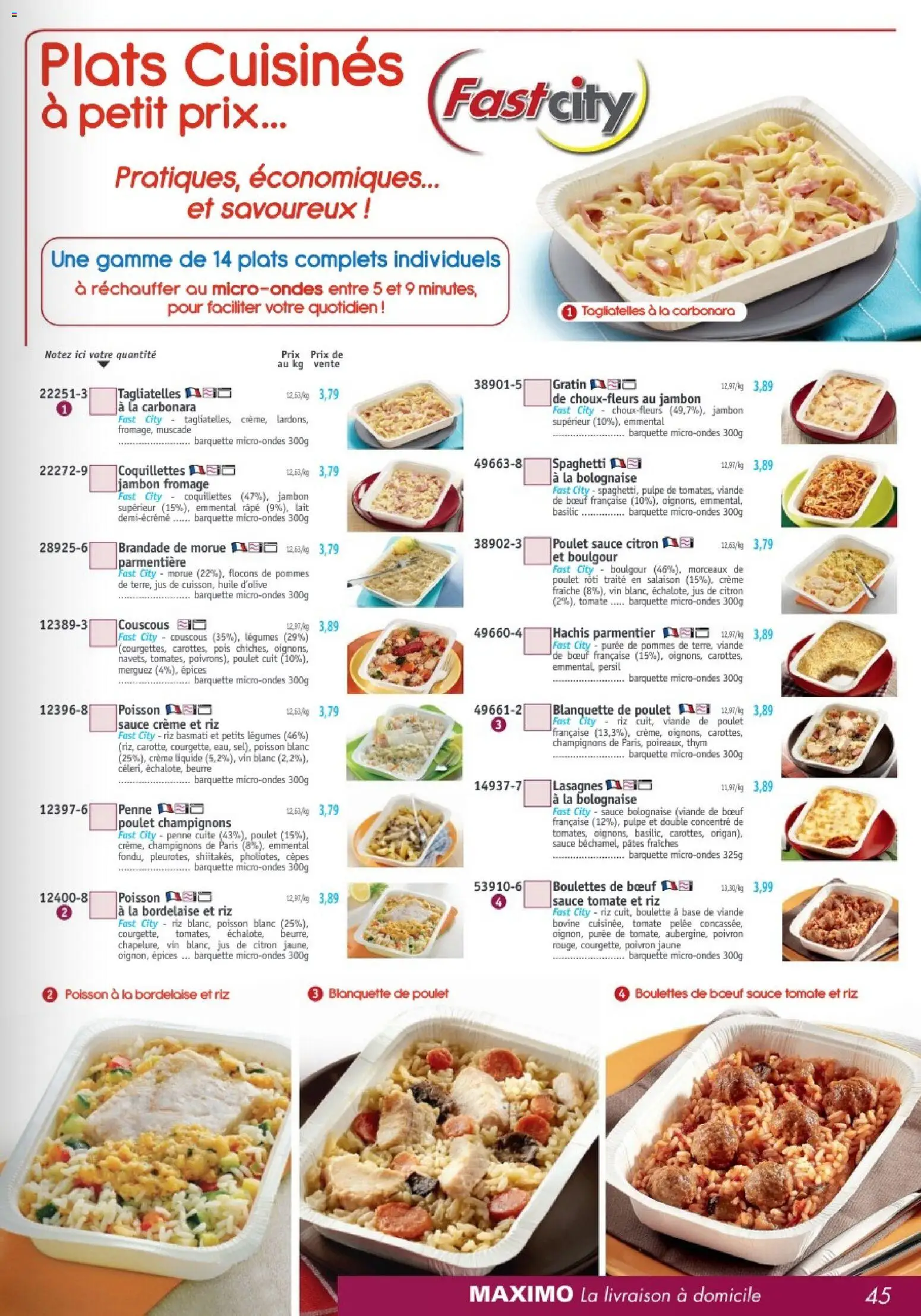 {H1} | Page: 45 | Produits: Couscous, Jus, Pommes, Poisson