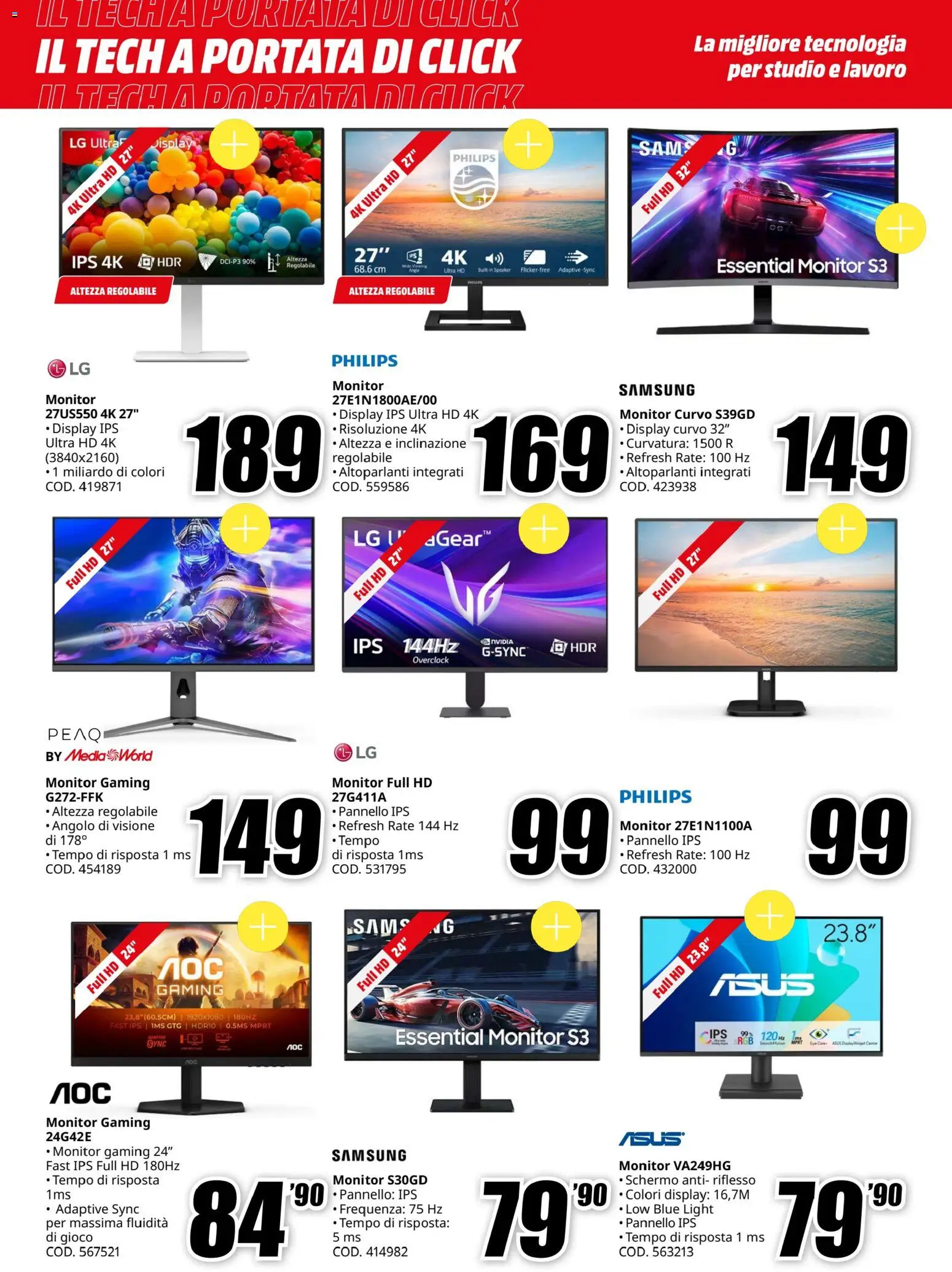 Volantino Media World del 16/07/2026 | Pagina: 4 | Prodotti: Schermo, Monitor, Gioco, Speaker