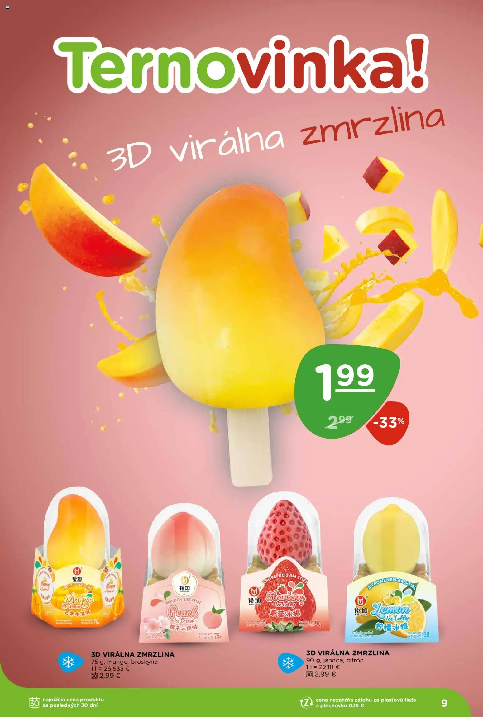 Nové Terno akcie – leták je platný od 21.05.2026 | Strana: 9 | Produkty: Zmrzlina, Mango