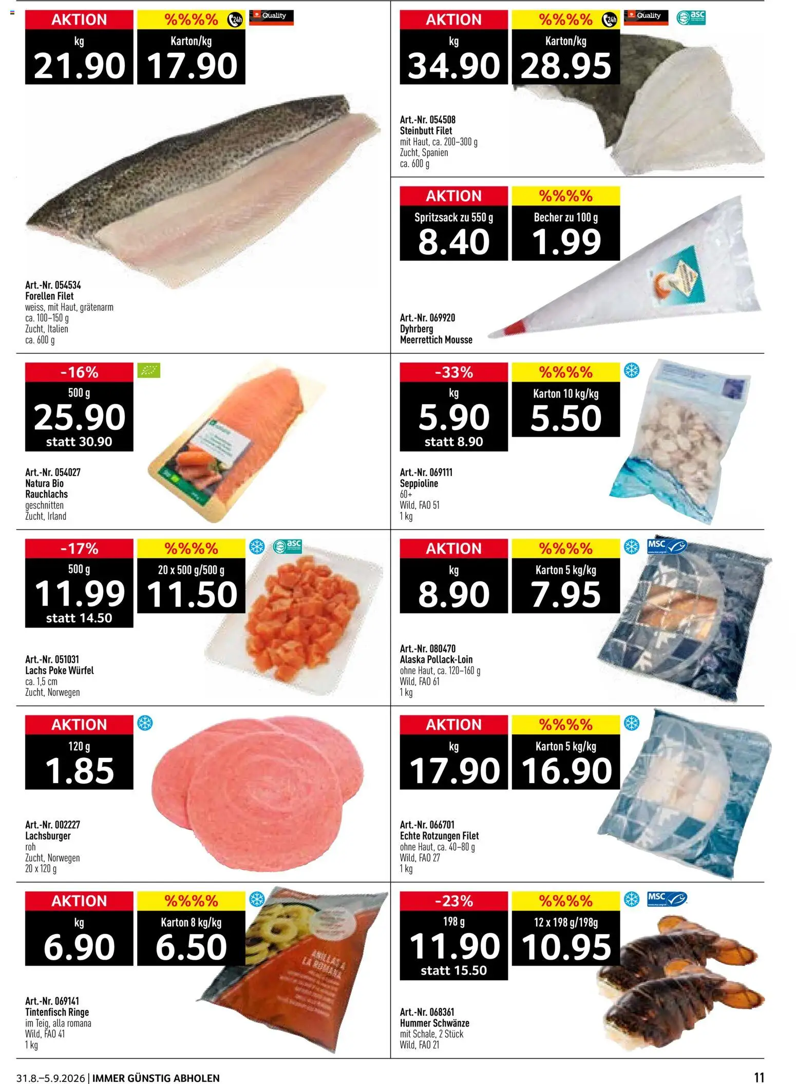 Prodega aktionen – gültig ab 31.08.2026 | Seite: 11 | Produkte: Tintenfisch, Lachs