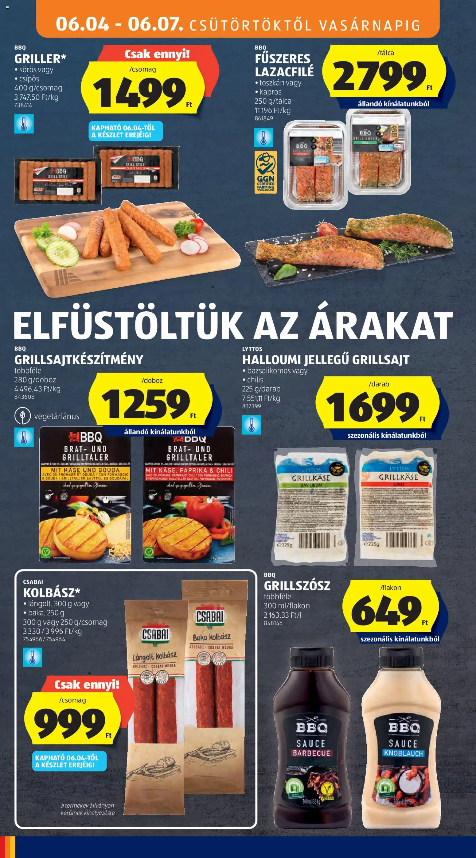Aldi akciós ujság - amely érvényes a következő dátumtól: 04.06.2026 | Oldal: 18 | Termékek: Chili, Grill, Grillsajt, Lángolt kolbász