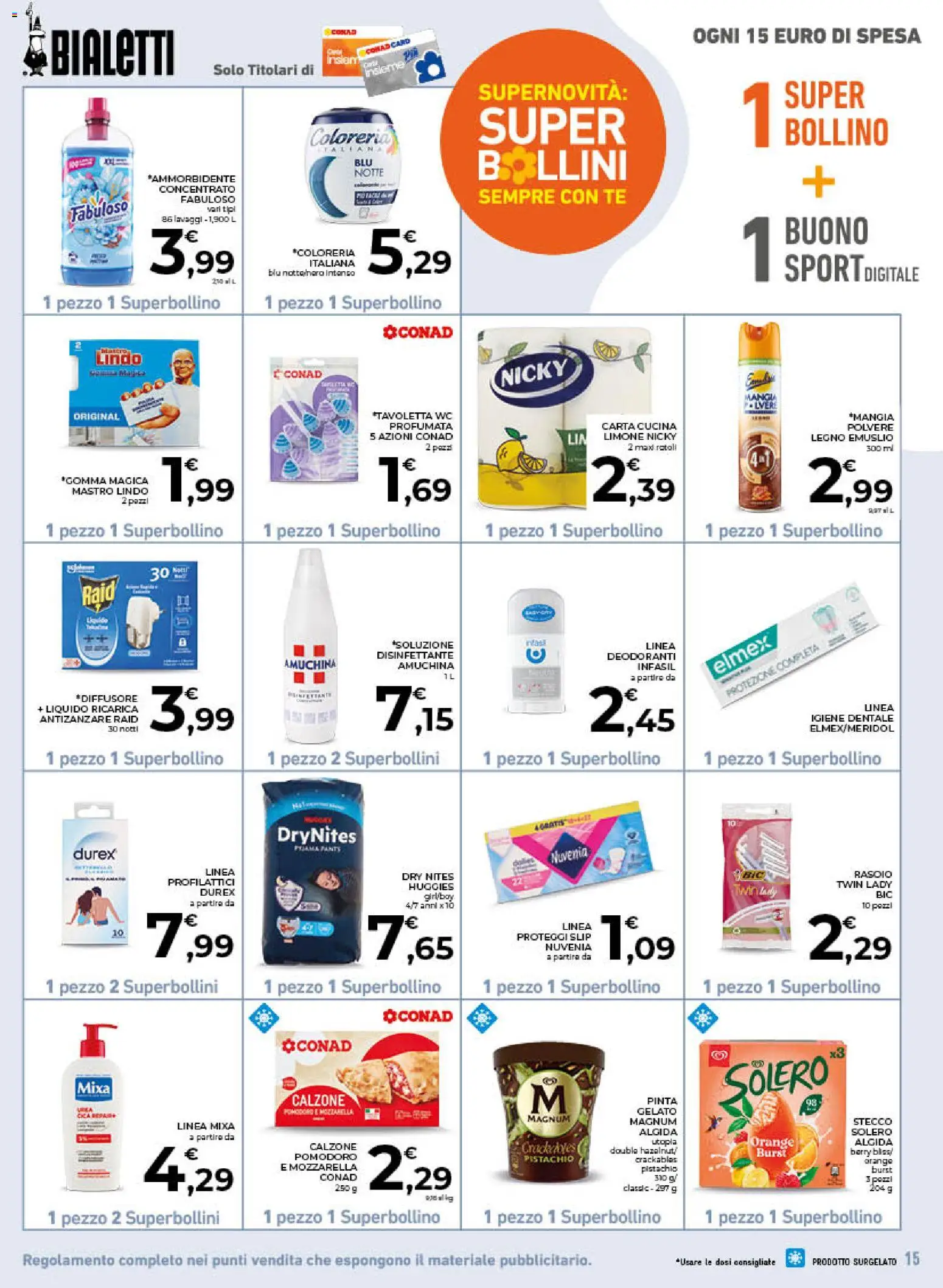 Volantino Conad del 17.06.2026 | Pagina: 15 | Prodotti: Gelato, Profilattici, Antizanzare, Mozzarella