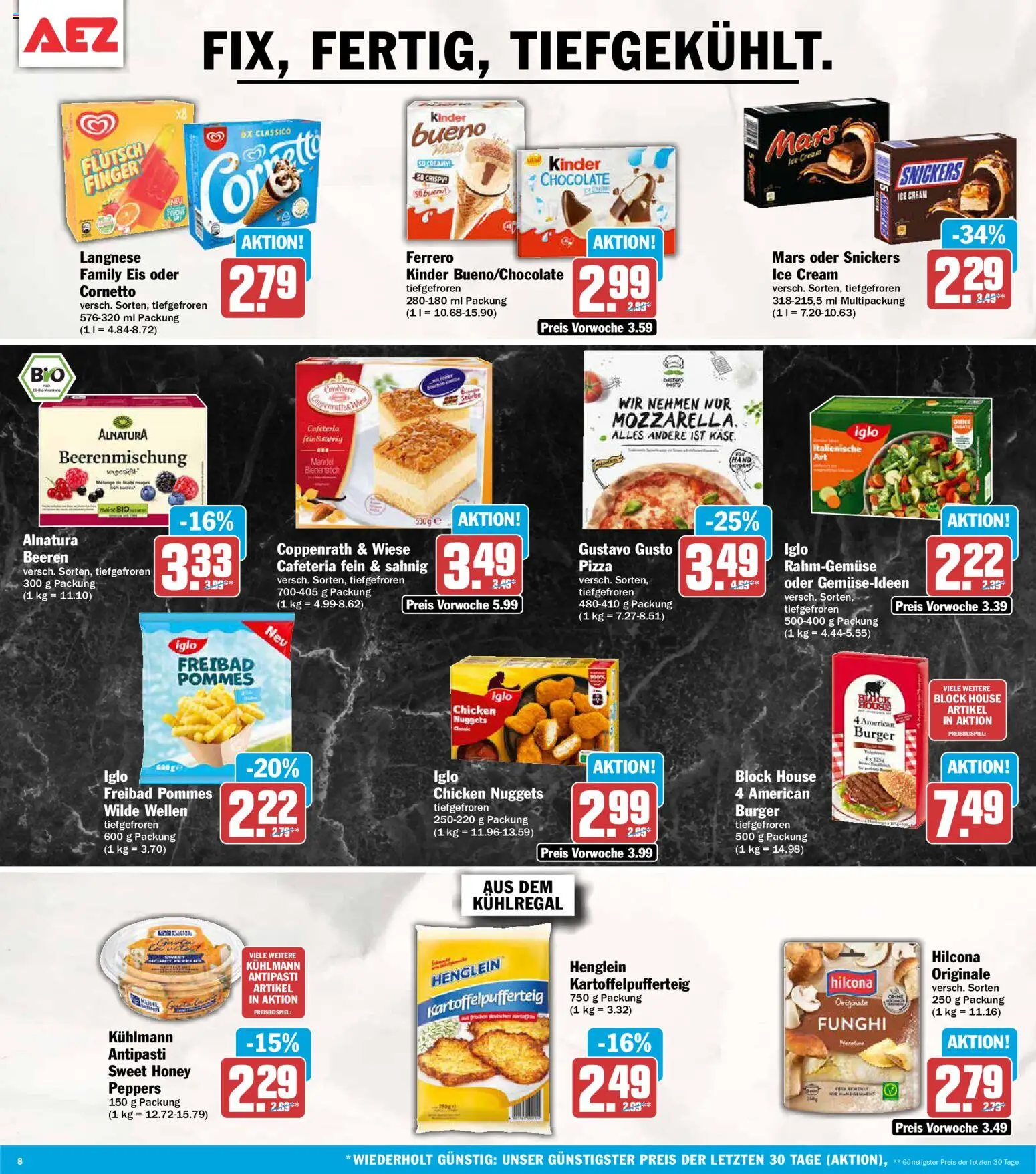 AEZ Prospekt – gültig ab 26.05.2026 | Seite: 8 | Produkte: Langnese, Iglo, Mars, Eis