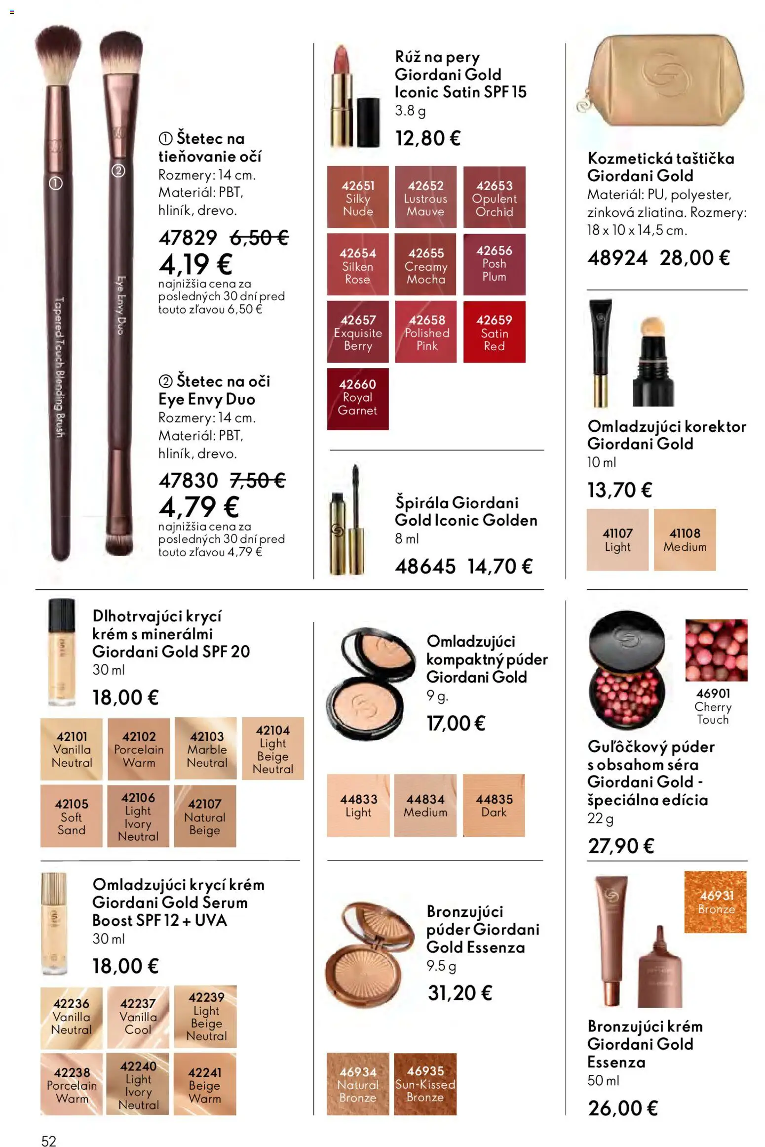 Nové Oriflame akcie – leták je platný od 15.04.2026 | Strana: 52 | Produkty: Korektor, Štetec, Rúž na pery, Krém
