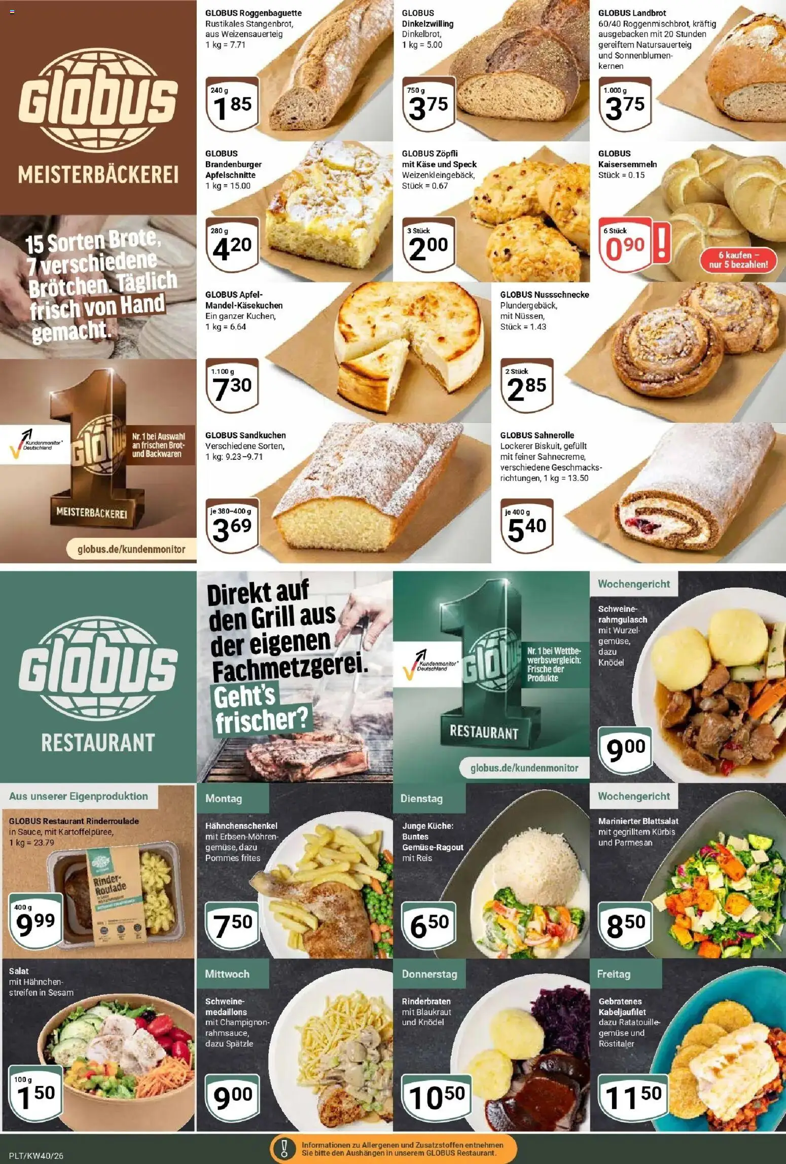 Globus Prospekt Plattling (ab 28.09.2026) » Angebote online | Seite: 10 | Produkte: Hahnchenschenkel, Käse, Gemüse, Salat