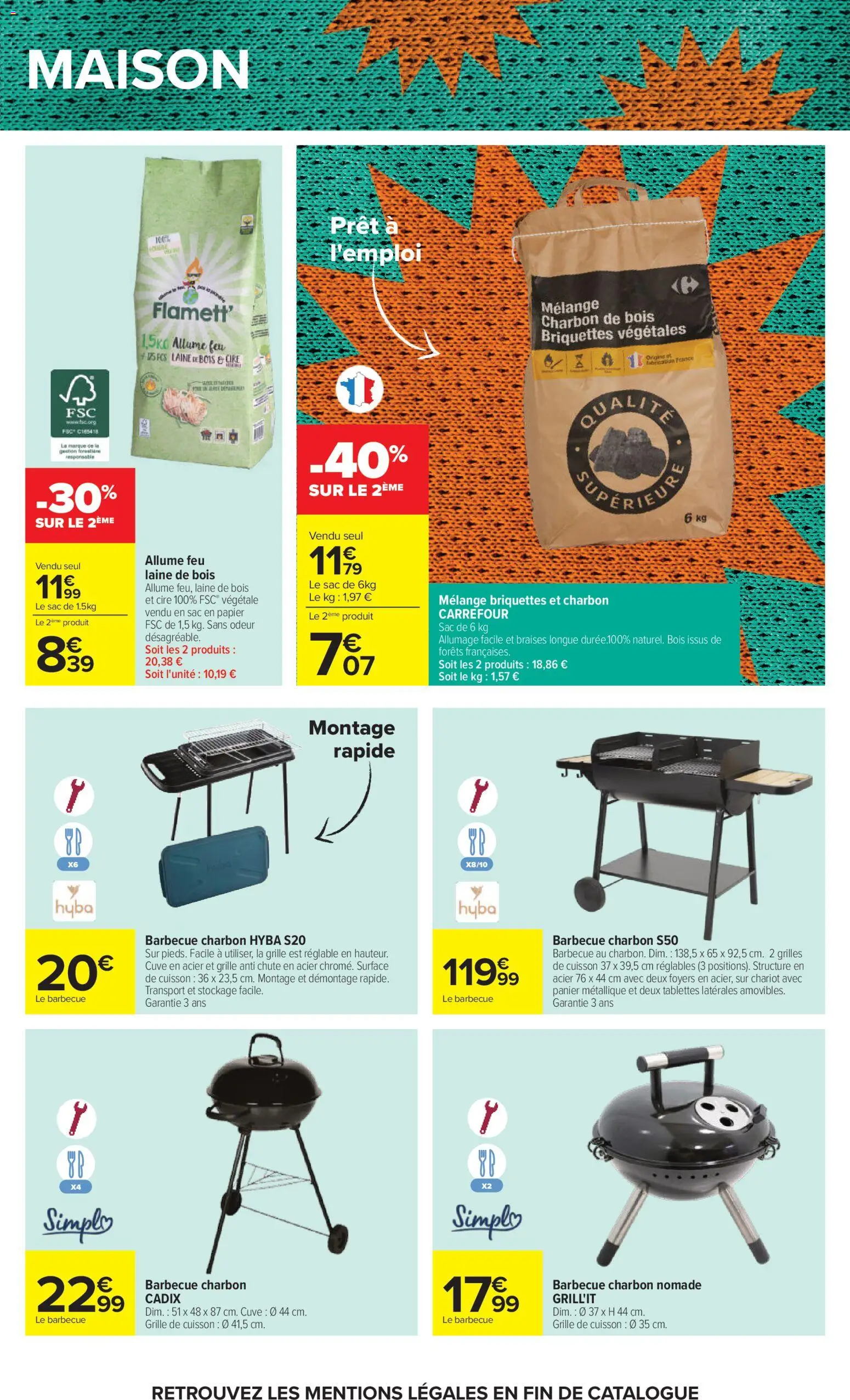 {H1} | Page: 85 | Produits: Cire, Allume feu, Sac, Grille de cuisson