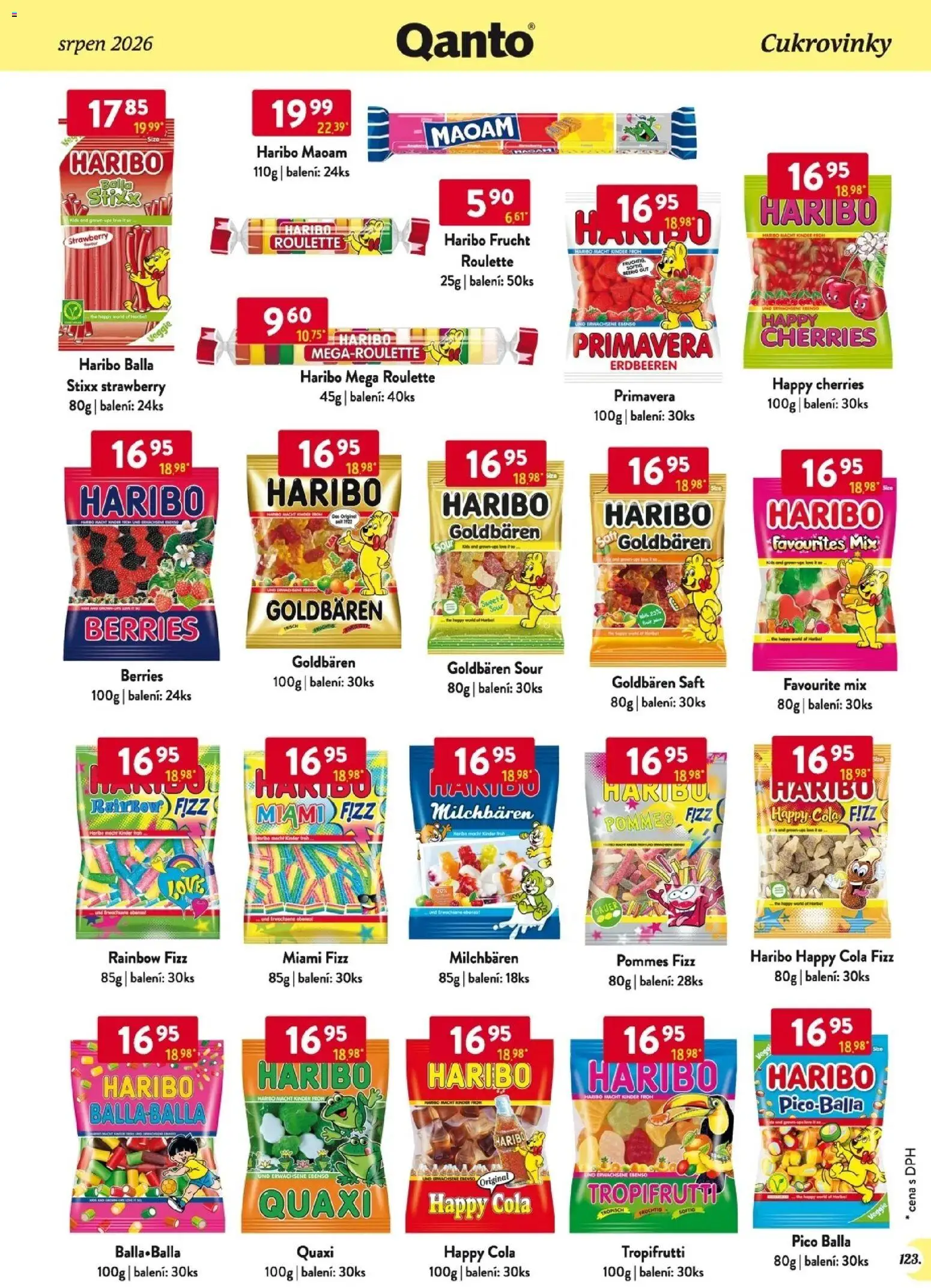 Astur & Qanto leták - Velkoobchod 08/2026 od 01.08.2026 | Strana: 124 | Produkty: Veggie, Haribo, Cukrovinky, Kinder