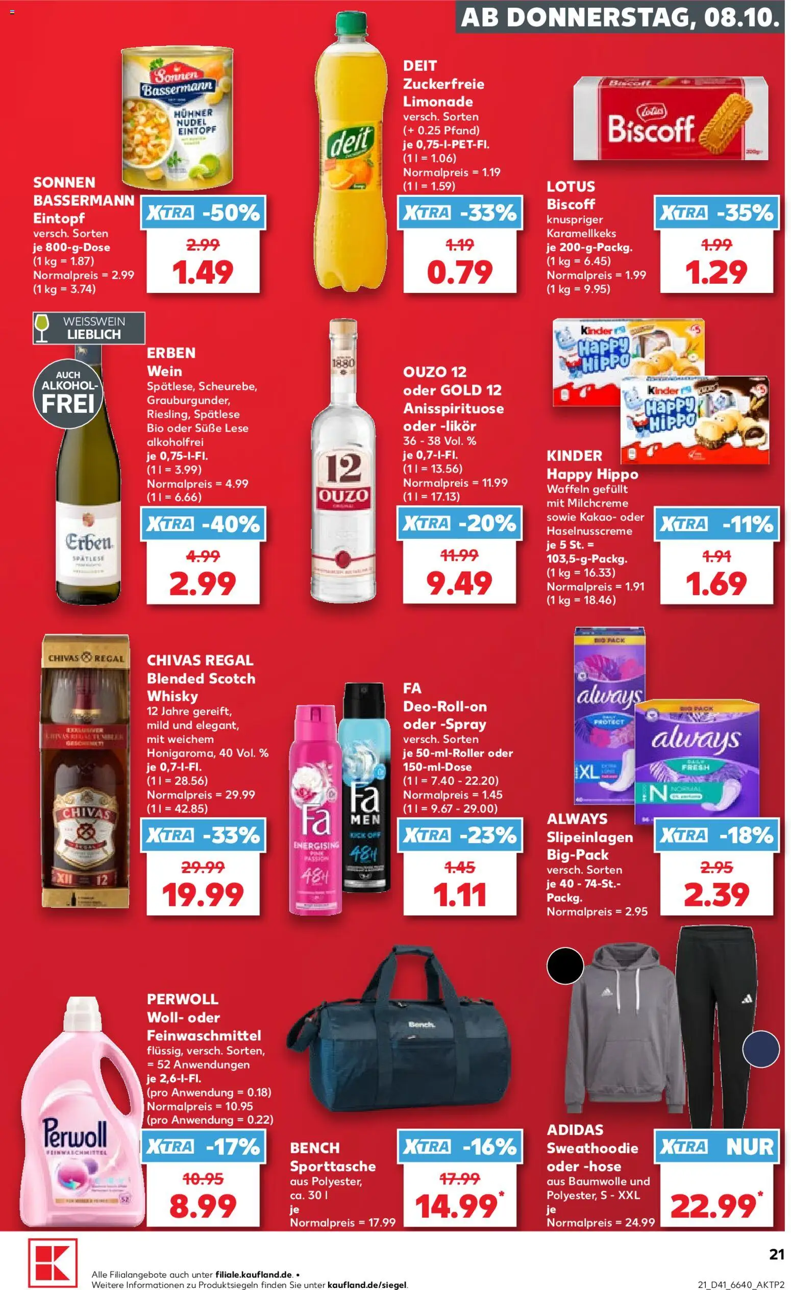 Kaufland Prospekt – gültig ab 08.10.2026 | Seite: 21 | Produkte: Regal, Waffeln, Hose, Wein