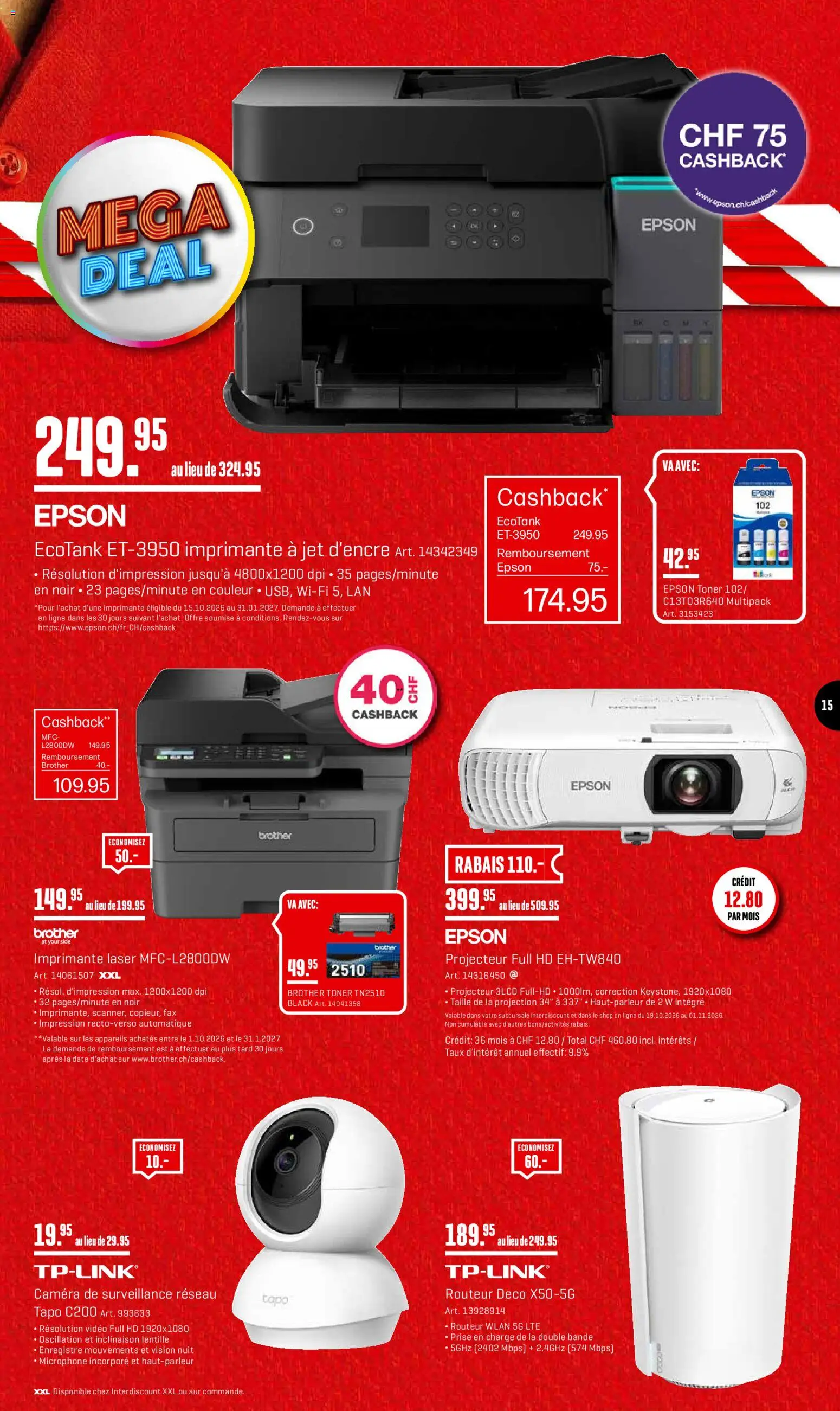 Interdiscount aktionen FR – gültig ab 19.10.2026 | Seite: 15 | Produkte: Video, Toner, Epson