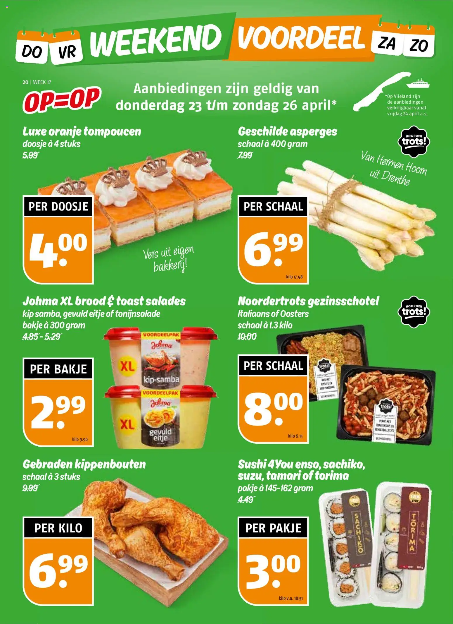 {H1} | Pagina: 20 | Producten: Asperges, Schaal, Sushi, Kip