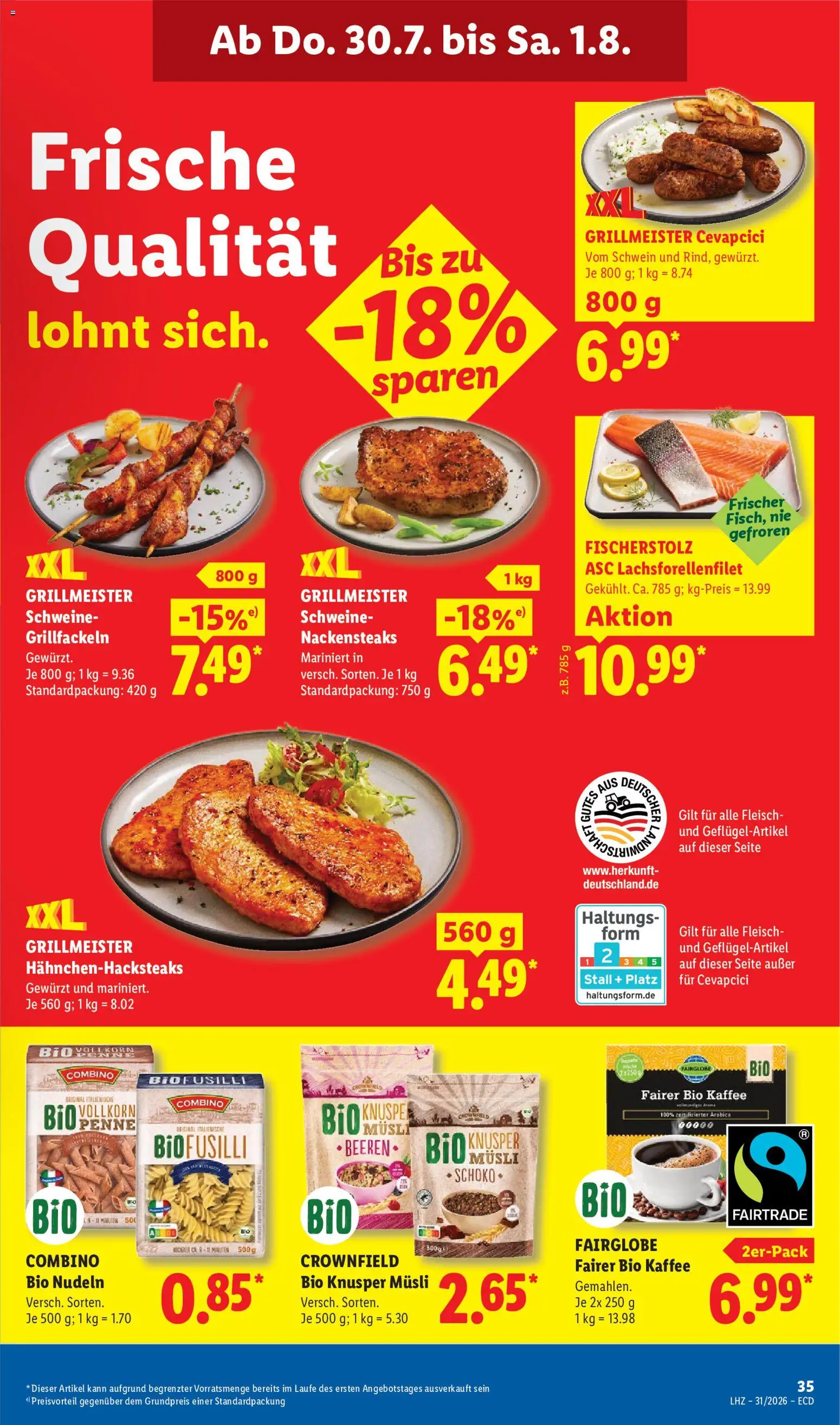 Lidl Německo leták od 27.07.2026 | Strana: 55 | Produkty: Penne, Combino, Müsli