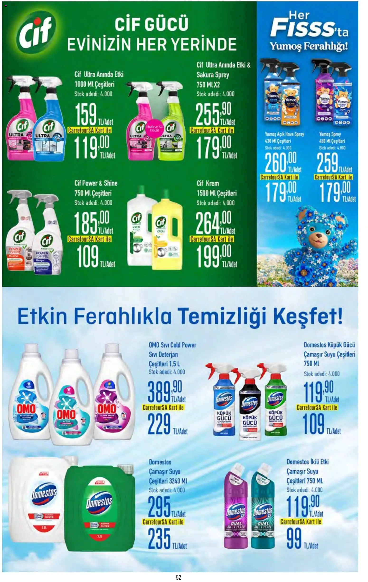 CarrefourSA Katalog - 20 Ağustos 2026 tarihinden itibaren geçerlidir | Sayfa: 52 | Ürünler: Krem, Deterjan