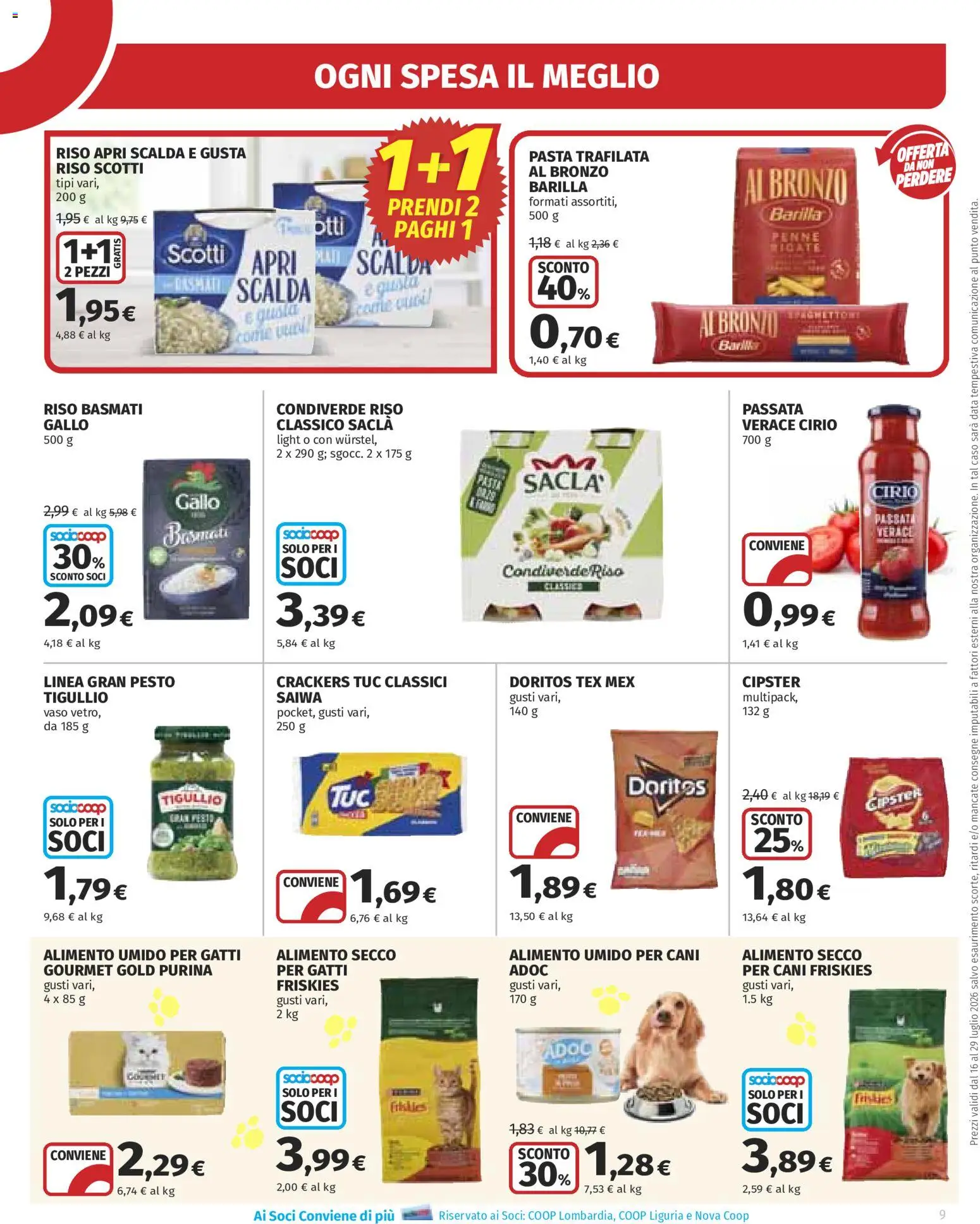 Volantino Ipercoop del 16/07/2026 | Pagina: 9 | Prodotti: Riso, Pasta, Pesto, Vaso