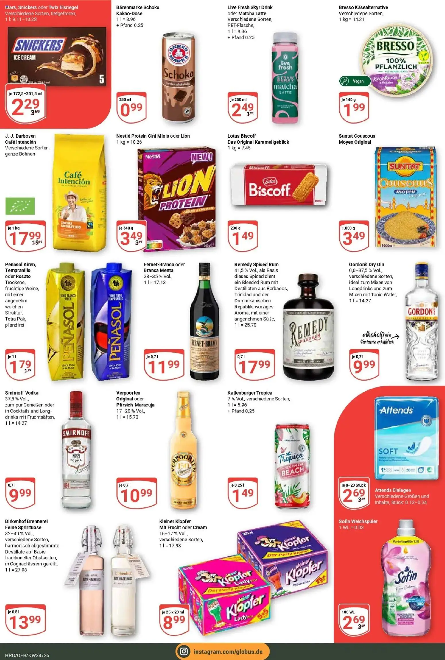 Globus Prospekt Rostock (ab 17.08.2026) » Angebote online | Seite: 7 | Produkte: Rum, Snickers, Creme, Vodka