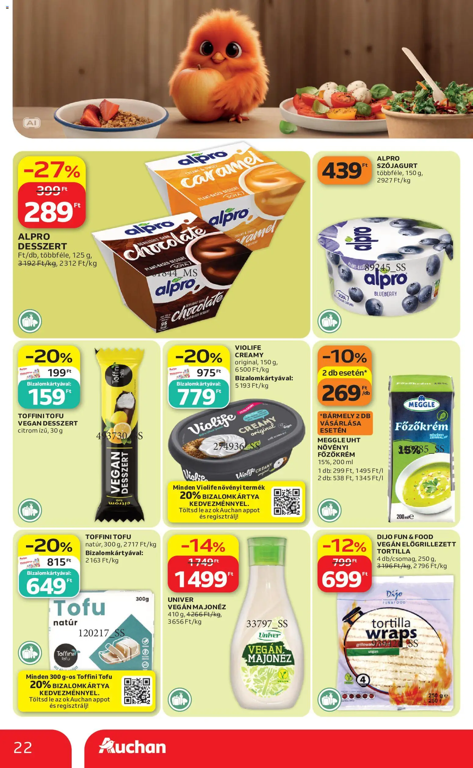 Auchan akciós ujság - amely érvényes a következő dátumtól: 2026.10.01. | Oldal: 22 | Termékek: Alpro, Tofu, Majonéz, Citrom