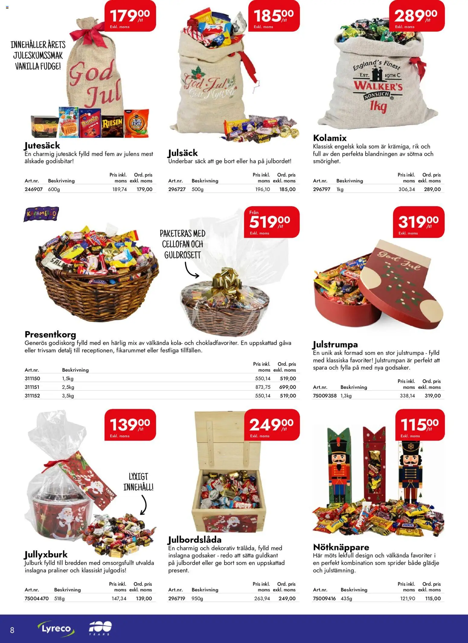 Lyreco reklamblad aktuell från 01/10/2026 | Sida: 8 | Produkter: Julgodis, Sötma, Presentkorg