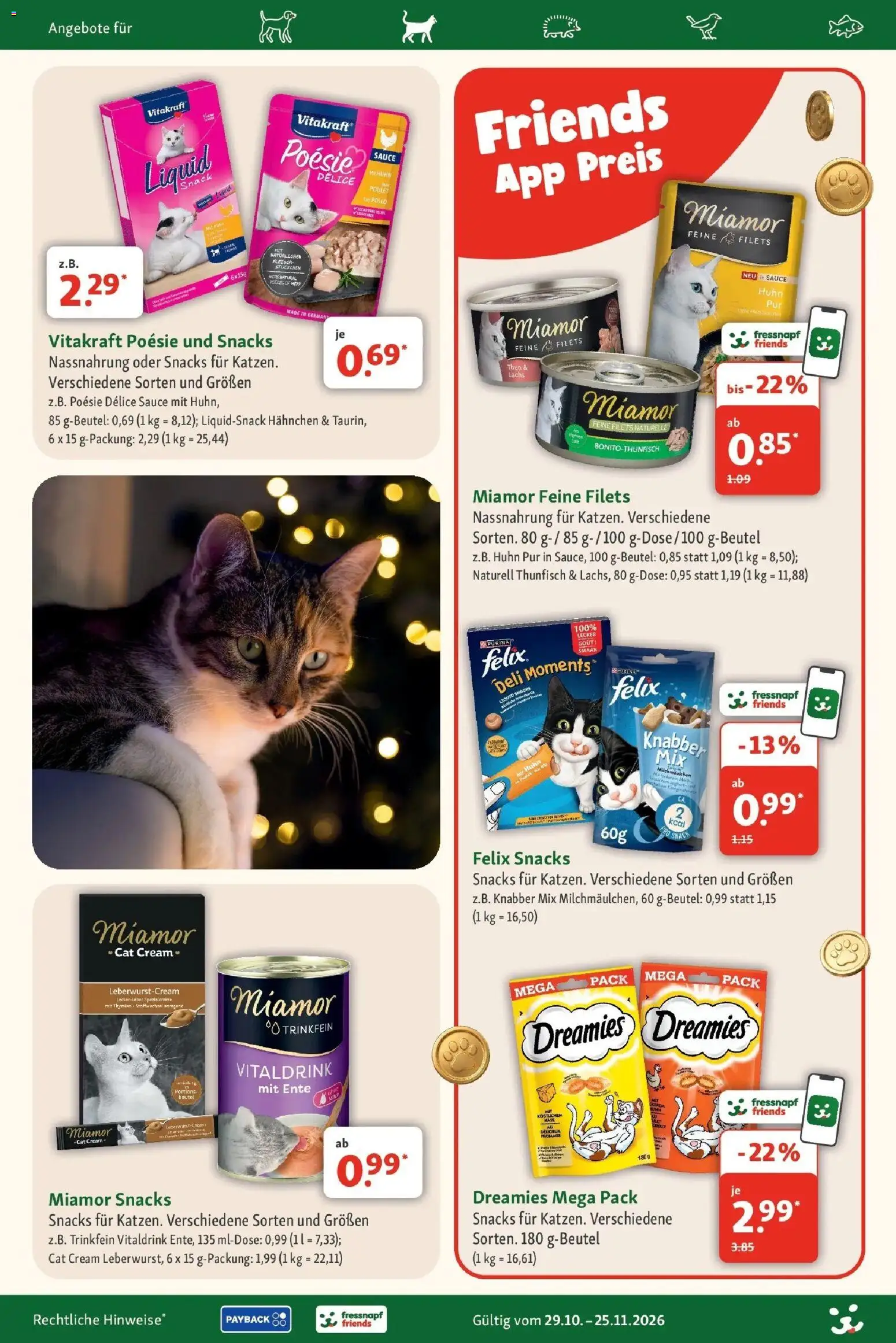 Fressnapf - Fressnapf: Tierisch viel Weihnachten schon den ganzen November (ab 29.10.2026) zum Blättern | Seite: 4 | Produkte: Hahnchen, Thunfisch, Lachs, Ente