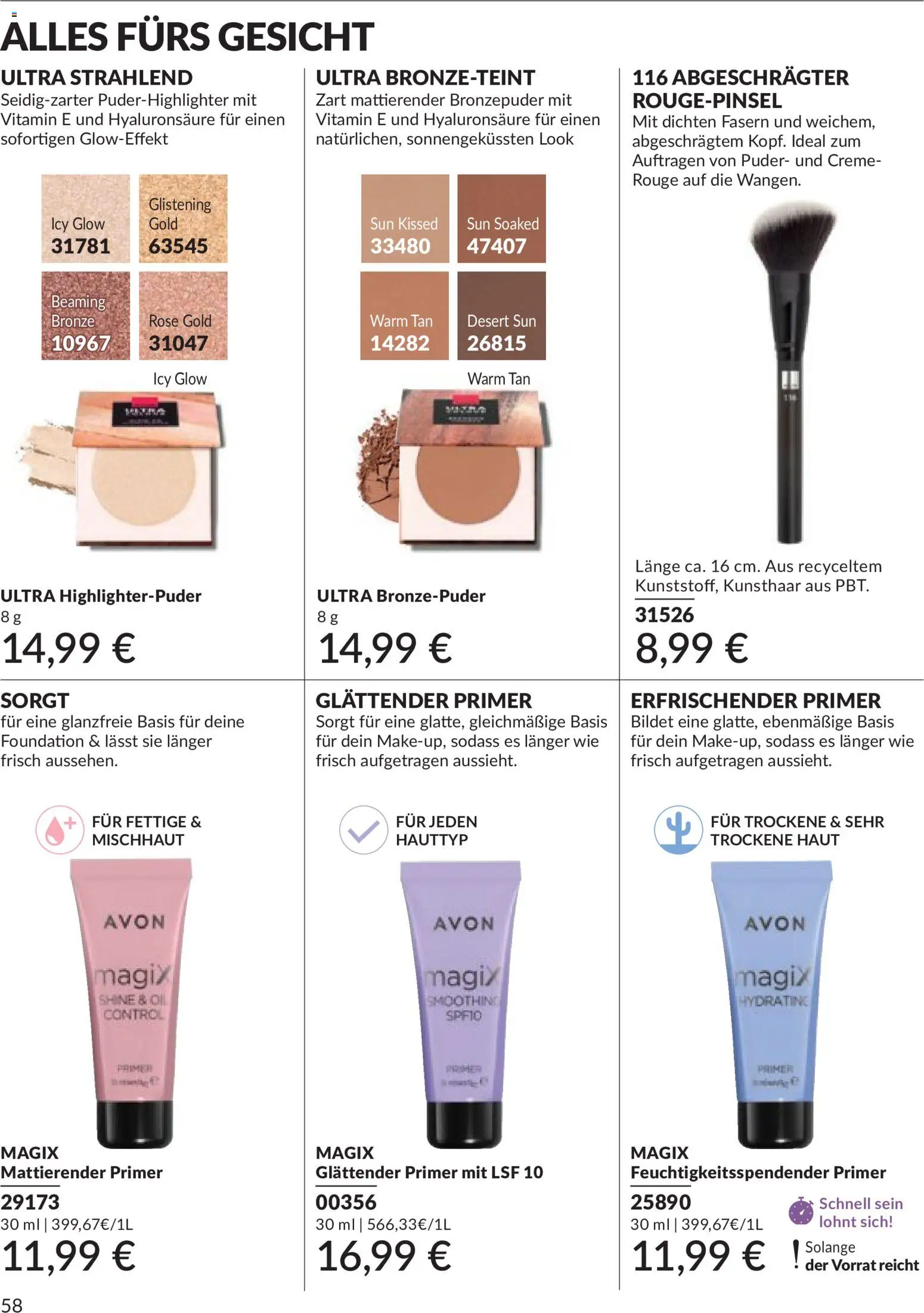 AVON Katalog Mai 2026 – gültig ab 01.05.2026 | Seite: 69 | Produkte: Puder, Rouge, Rougepinsel, Primer